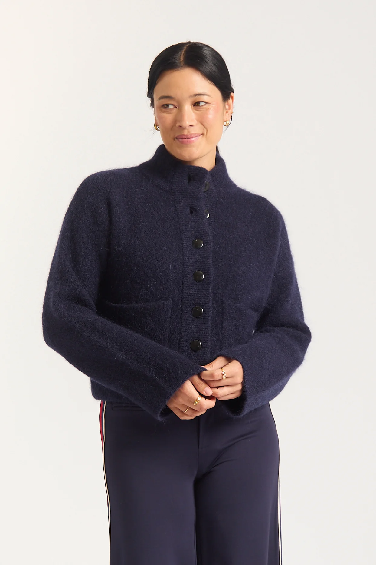 Amelia Bomber Jacket In Navy - Image 3