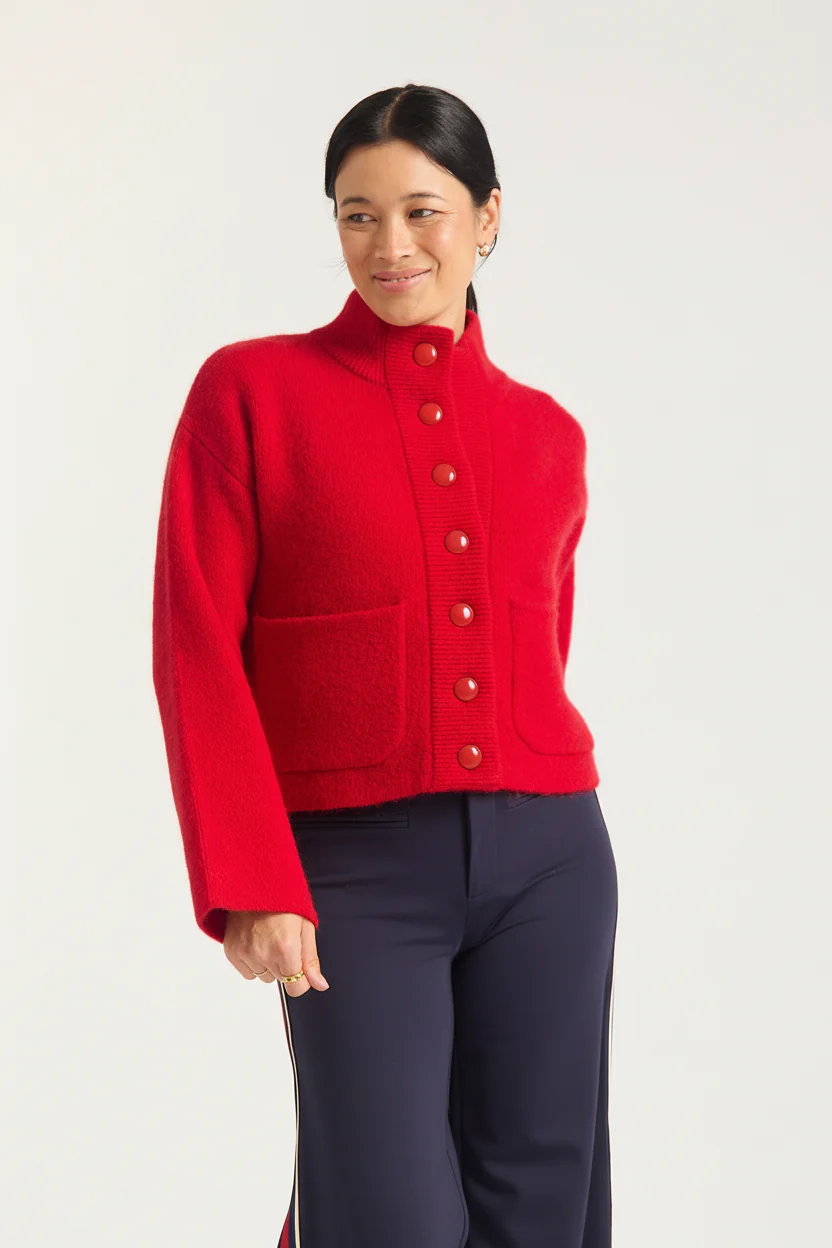 Amelia Bomber Jacket In Red - Image 3