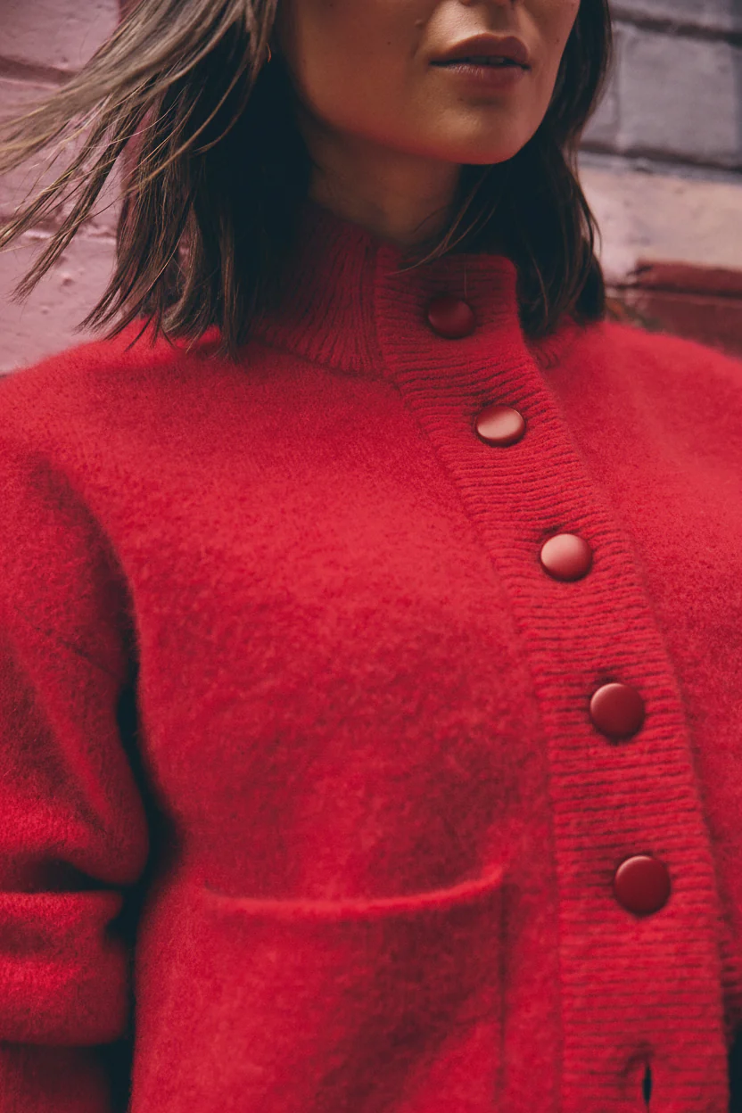 Amelia Bomber Jacket In Red - Image 4