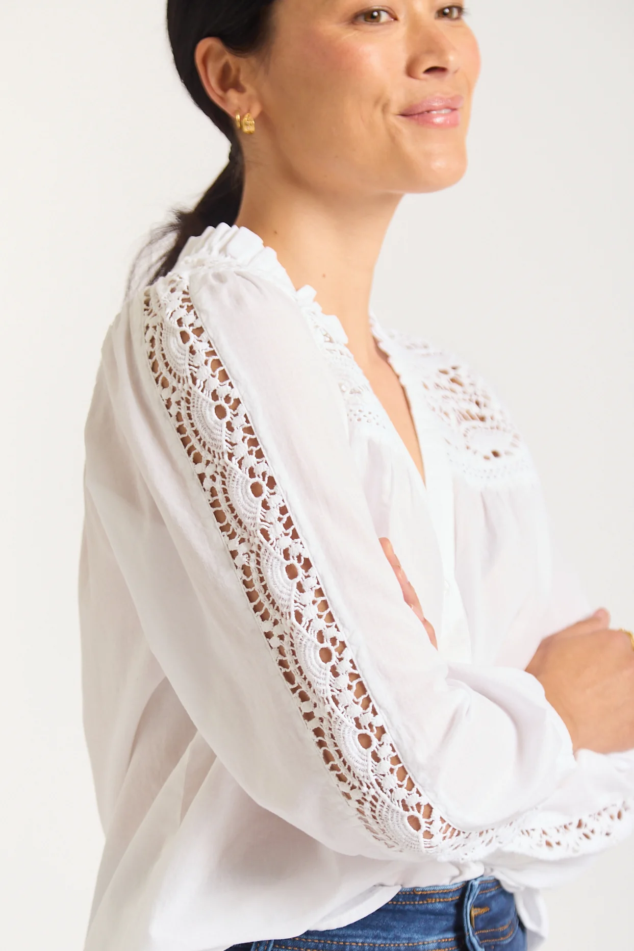 Anika Lace Shirt In White - Image 5