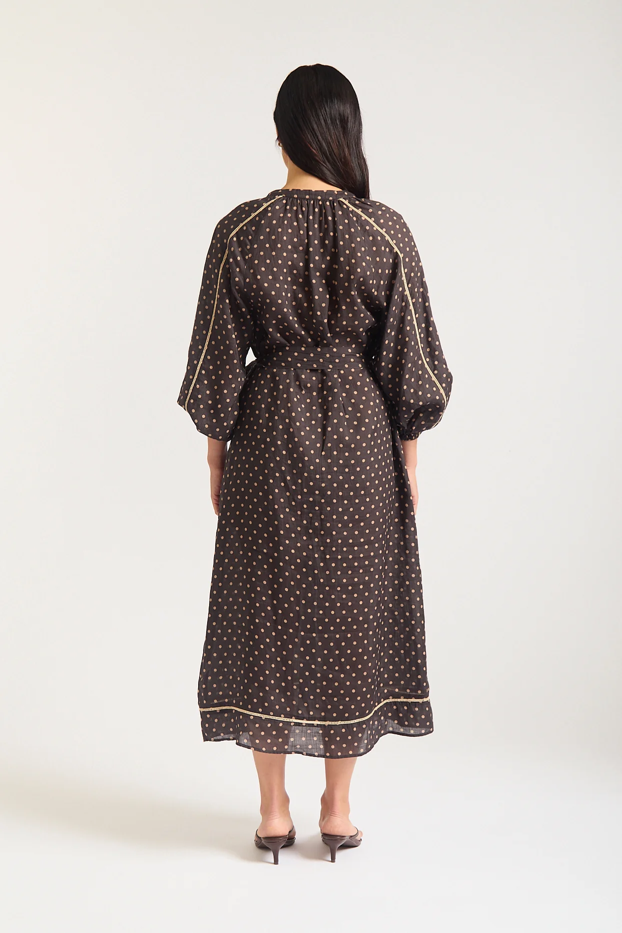 Antonia Ramie Dress In Choc/Beige - Image 5