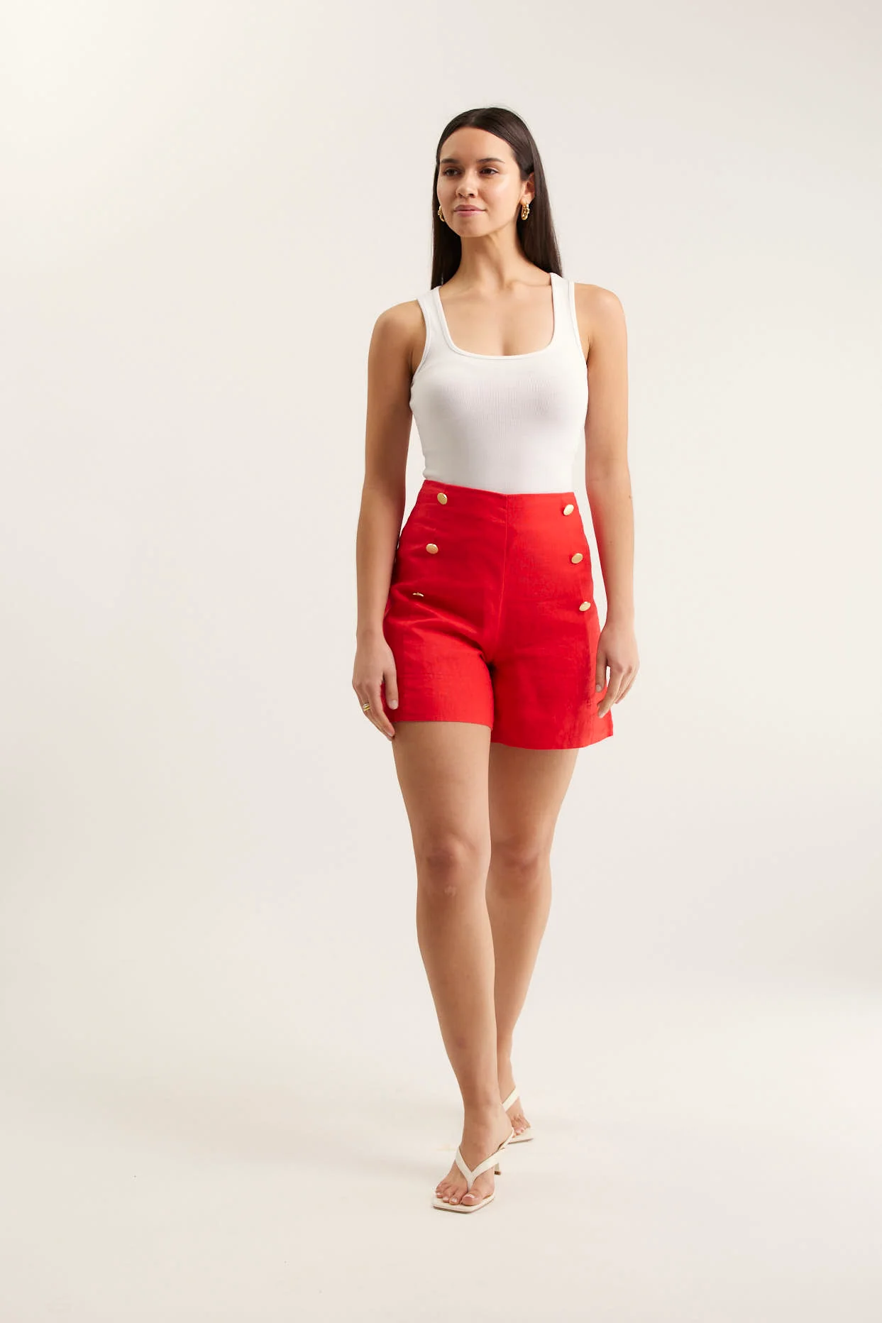 Atlas Linen Short In Red - Image 2