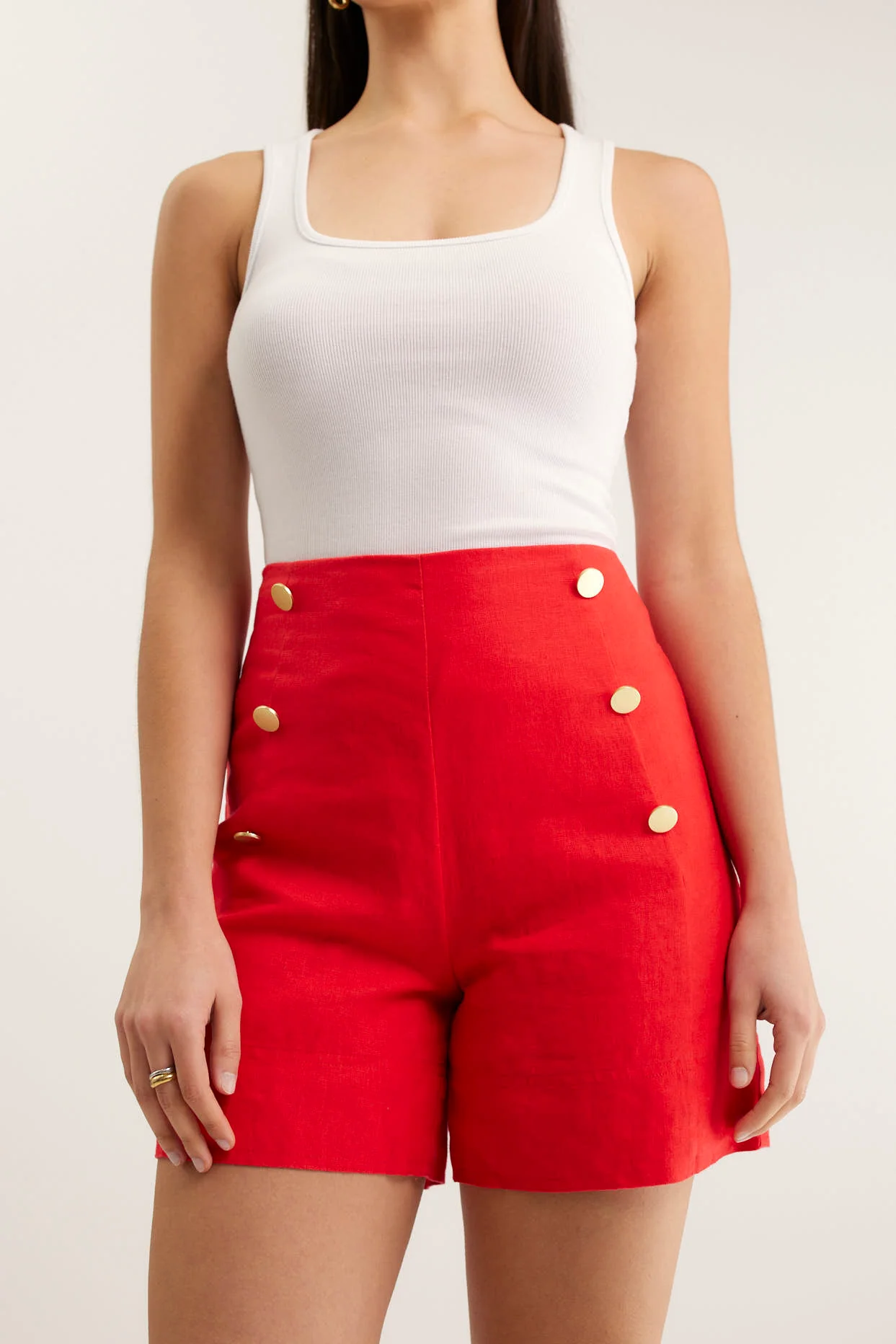 Atlas Linen Short In Red - Image 3