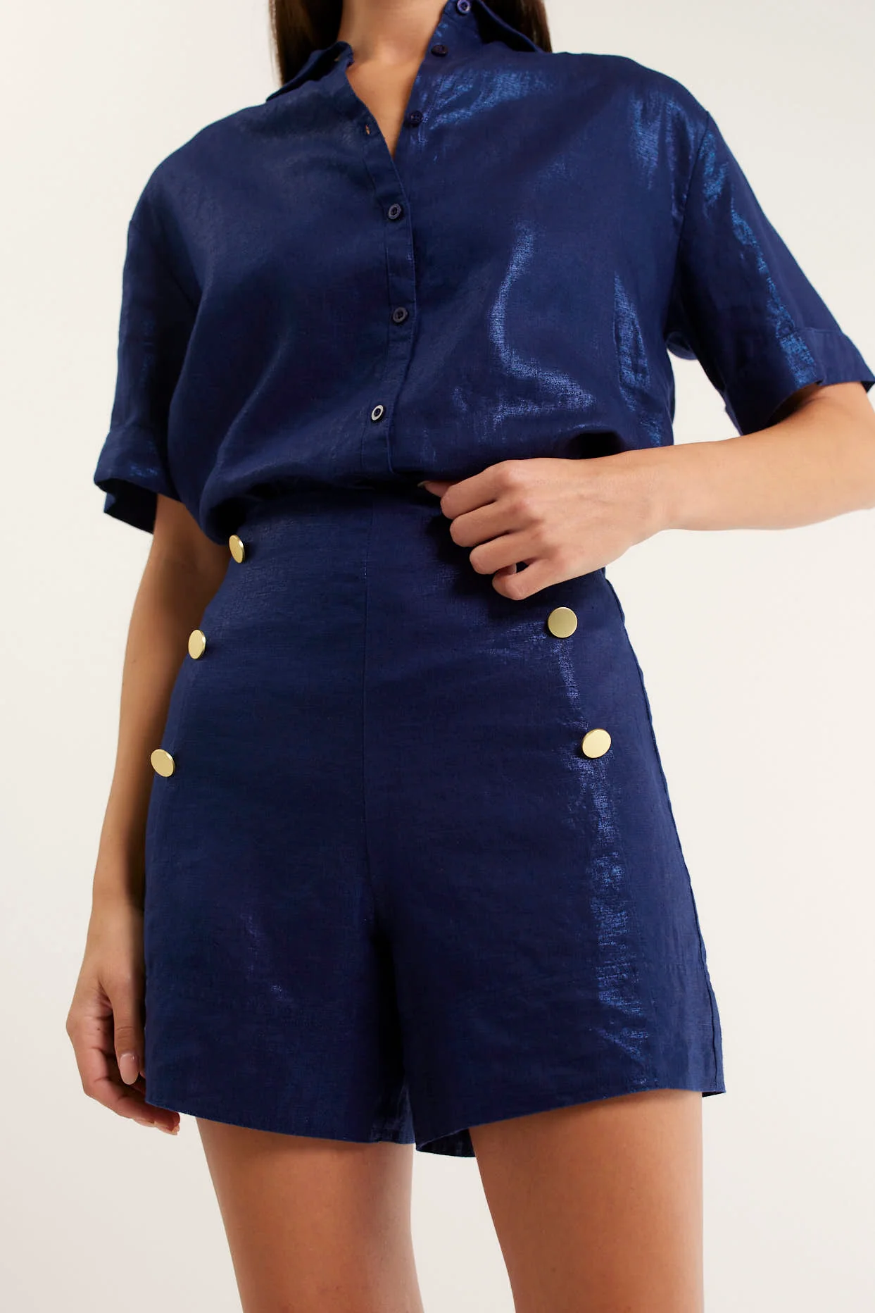 Atlas Lurex Short In Navy - Image 2