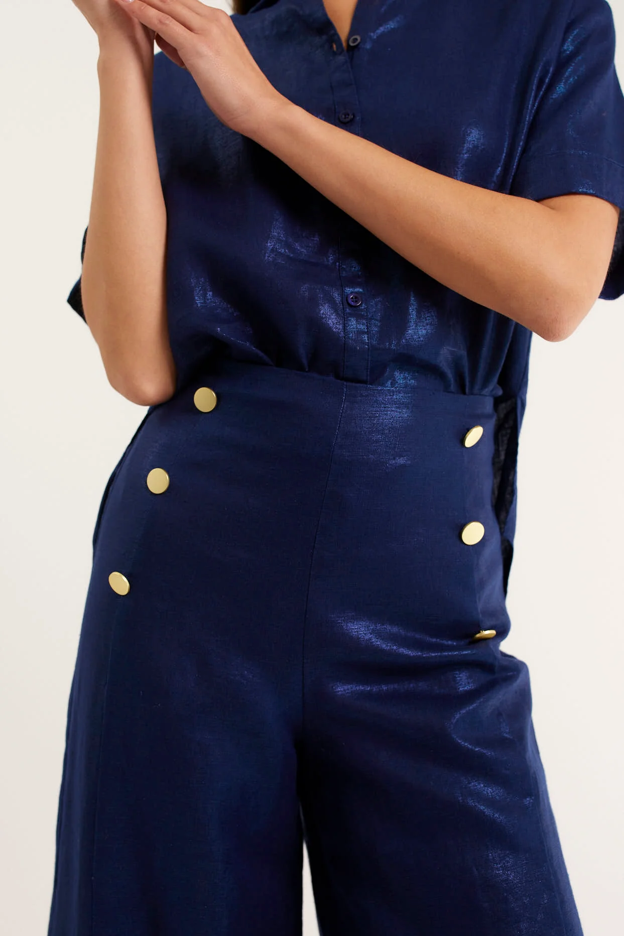 Atlas Lurex Pant In Navy - Image 2
