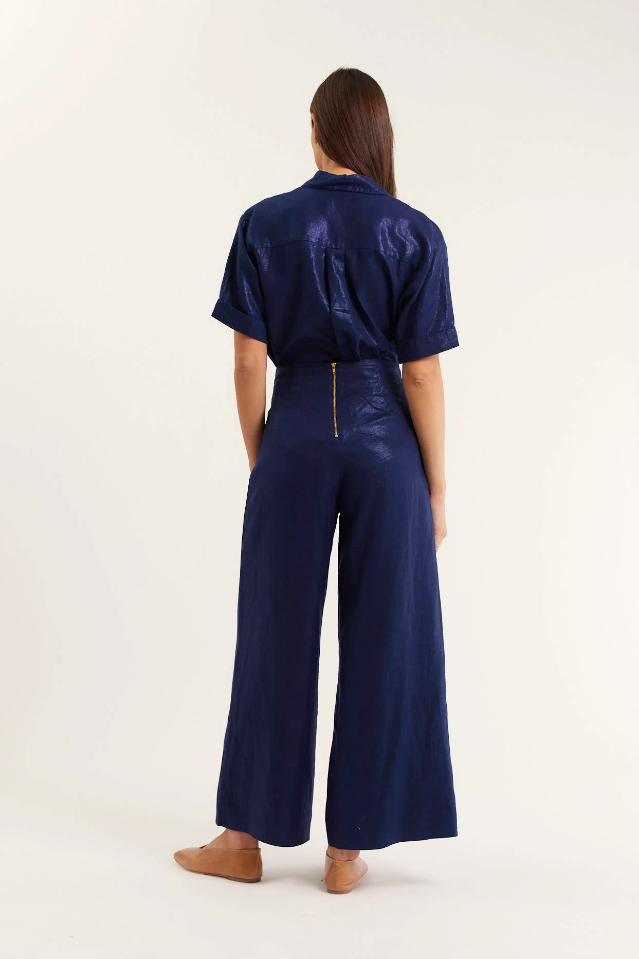 Atlas Lurex Pant In Navy - Image 4
