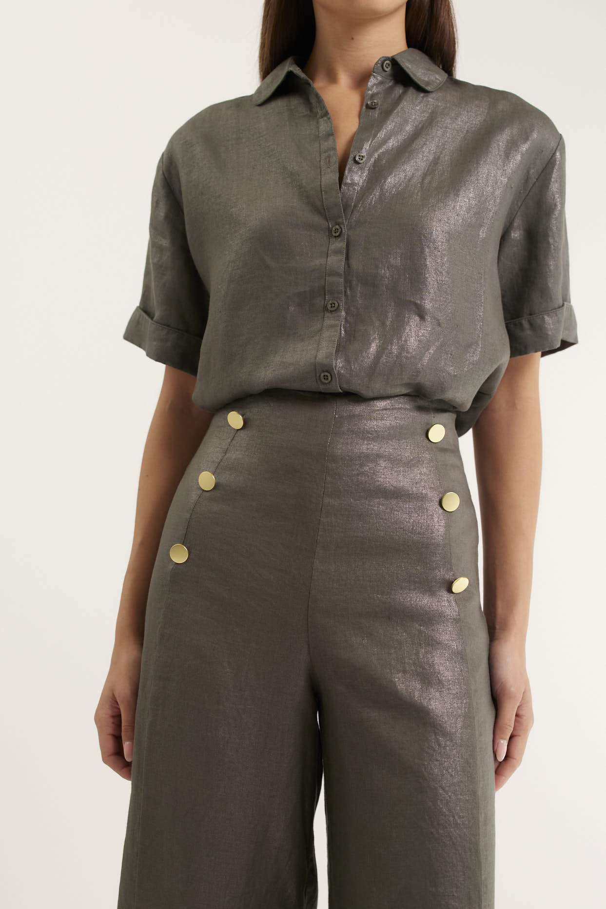 Atlas Lurex Pant In Khaki - Image 3
