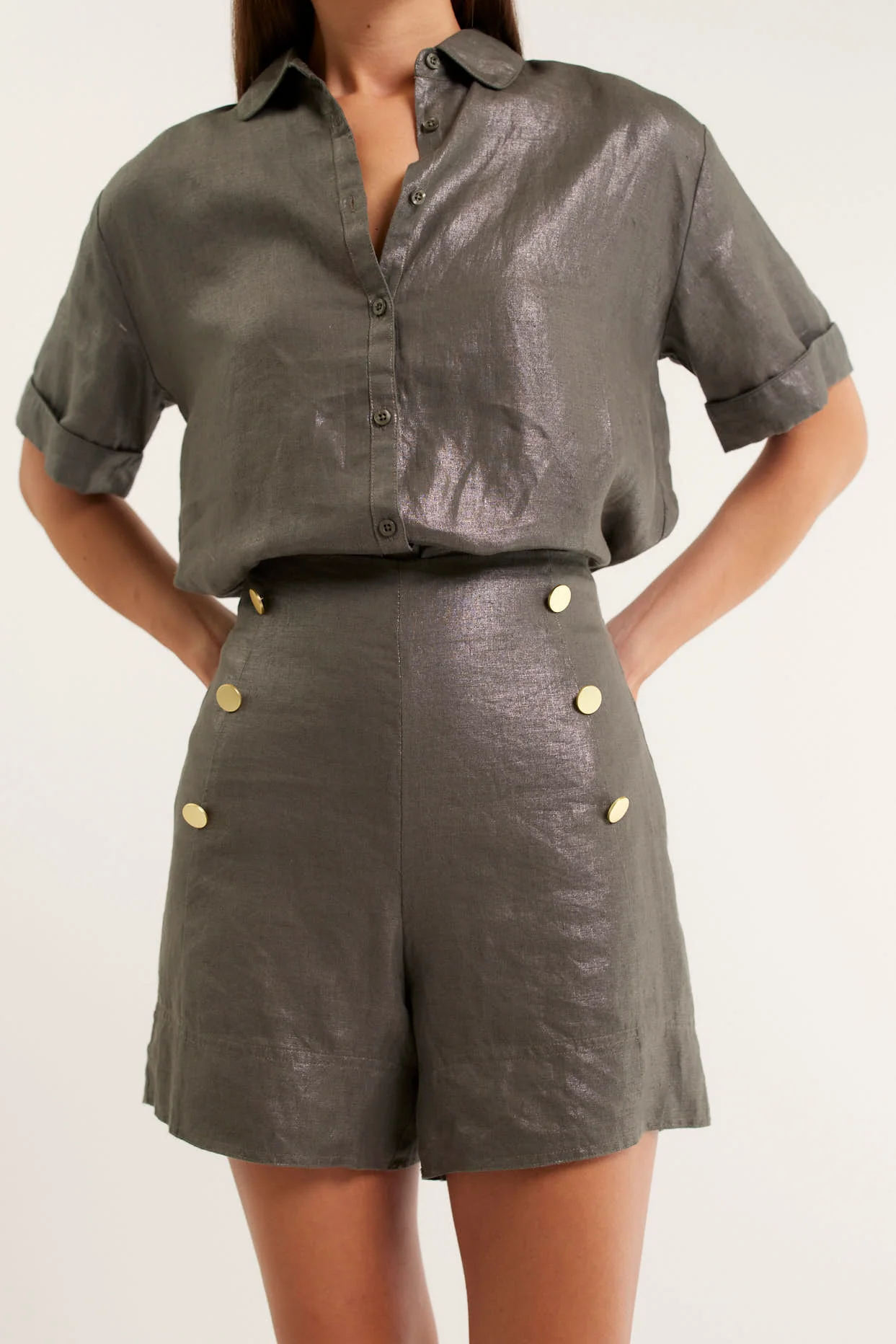 Atlas Lurex Short In Khaki - Image 2