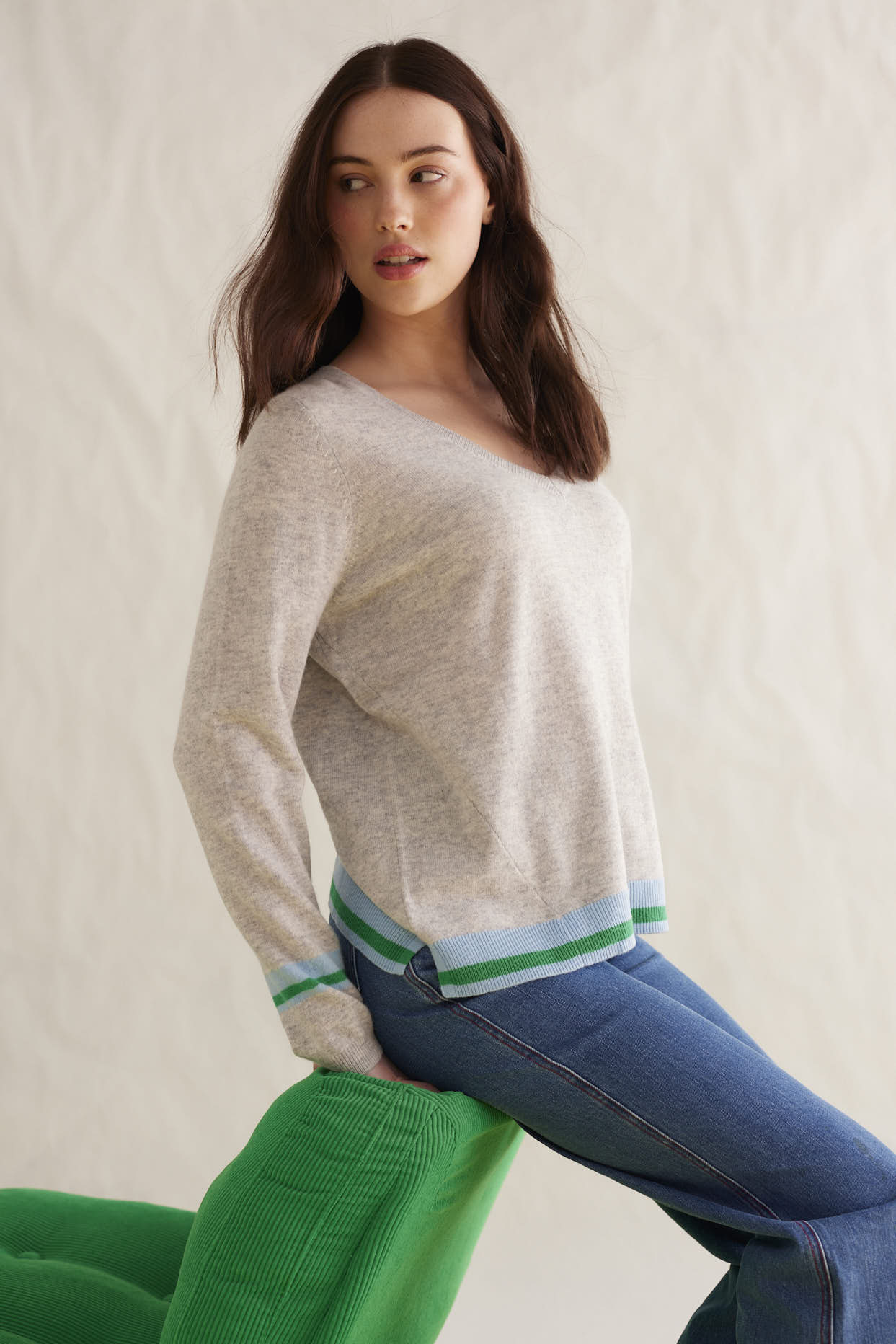 Ava Merino Cashmere Sweater in Grey - Image 2