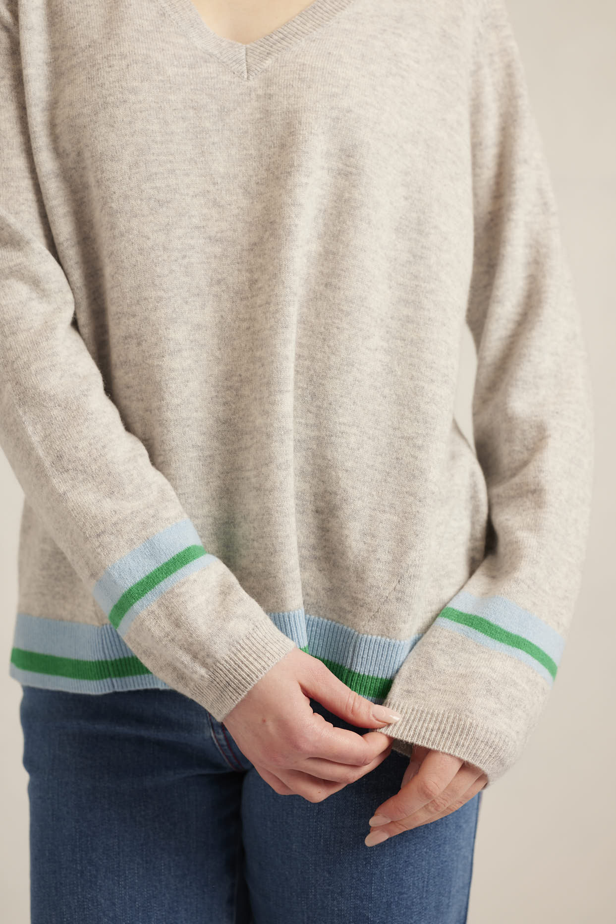 Ava Merino Cashmere Sweater in Grey - Image 3