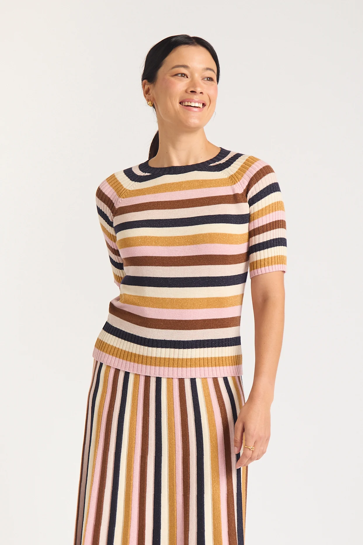 Avenue Lurex Top  In Nutmeg - Image 3