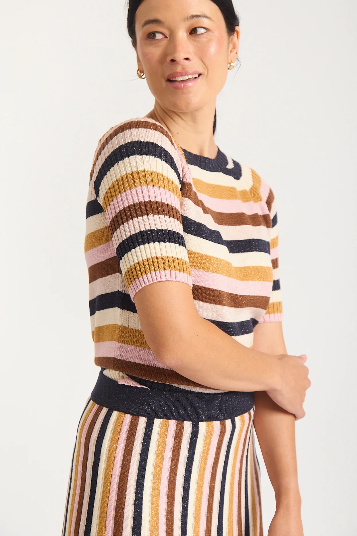 Avenue Lurex Top  In Nutmeg - Image 5