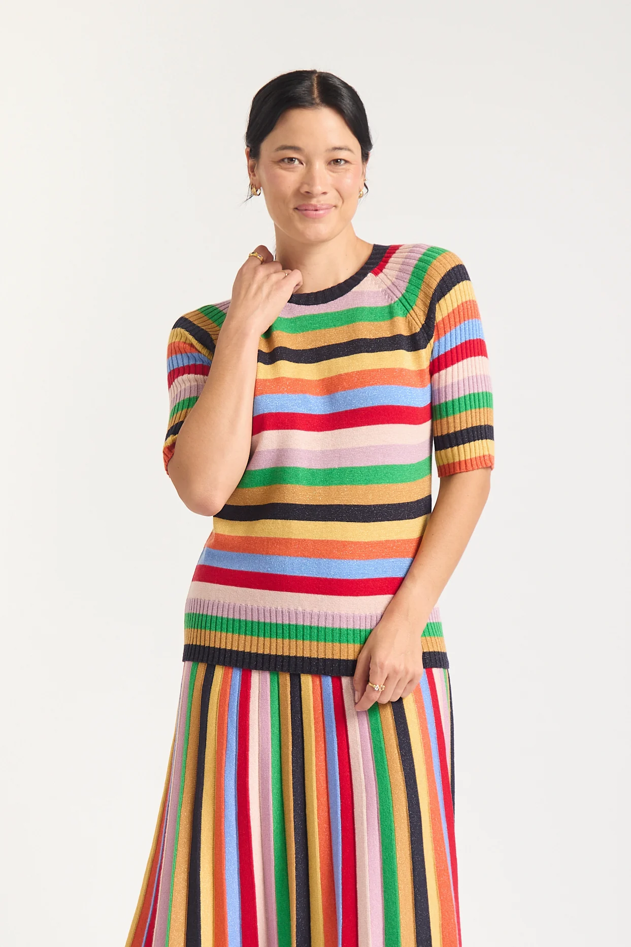 Avenue Lurex Top  In Rainbow - Image 3