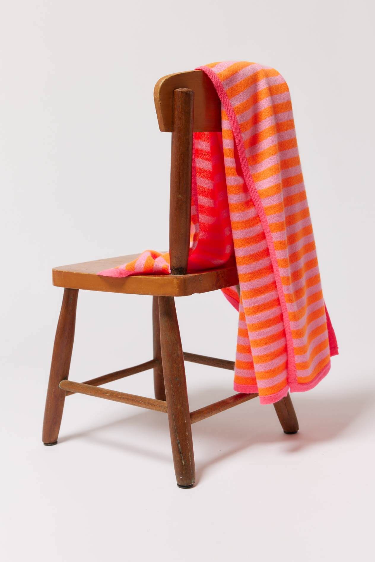Baby Cashmere Blanket in Electric, Orange Pink Stripe - Image 3