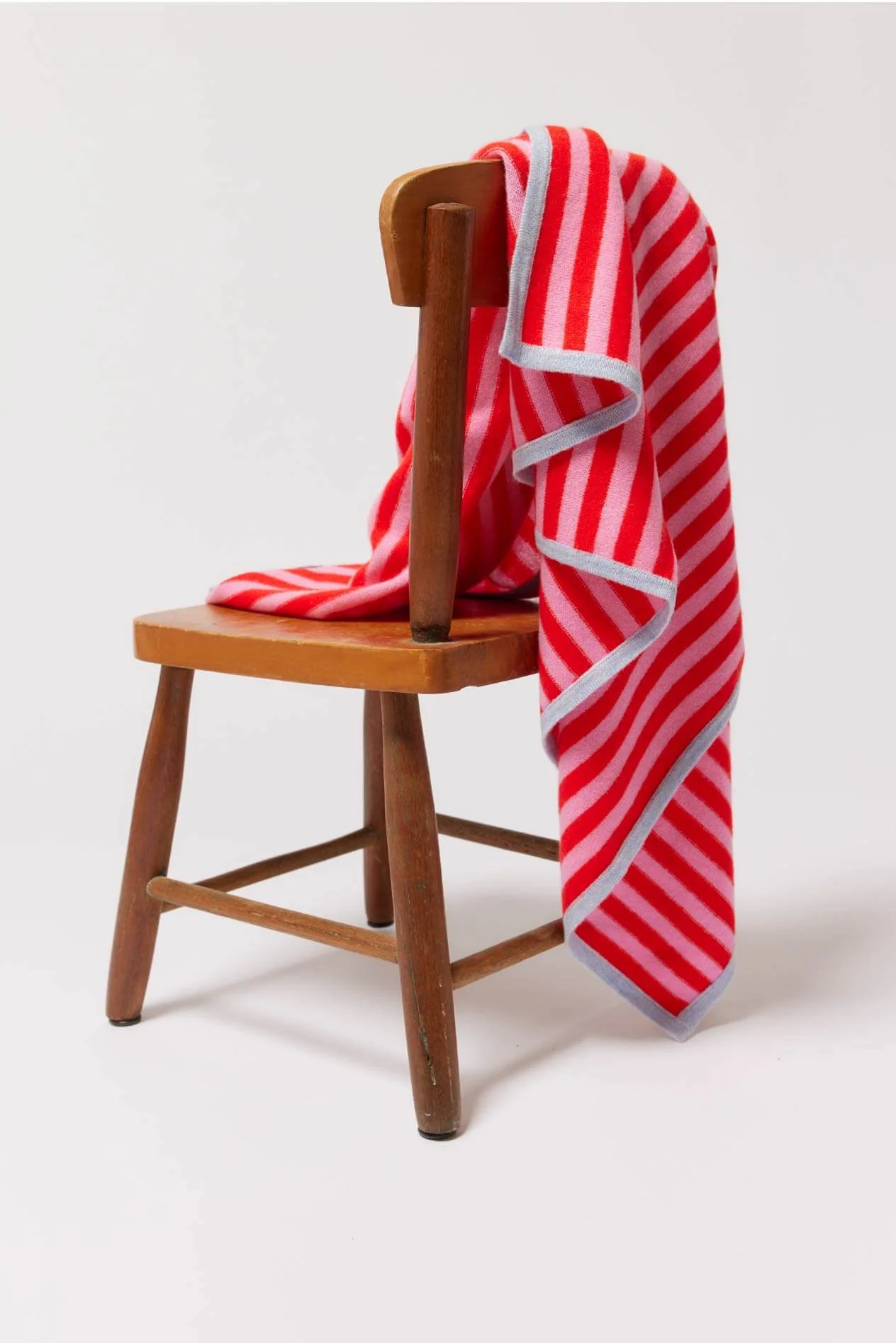 Baby Cashmere Blanket in Water, Pink Red Stripe - Image 3