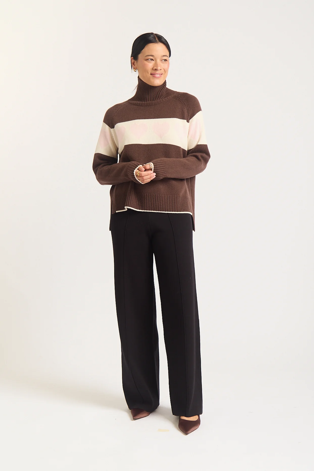 Bailey Merino Cashmere Sweater In Chocolate - Image 4