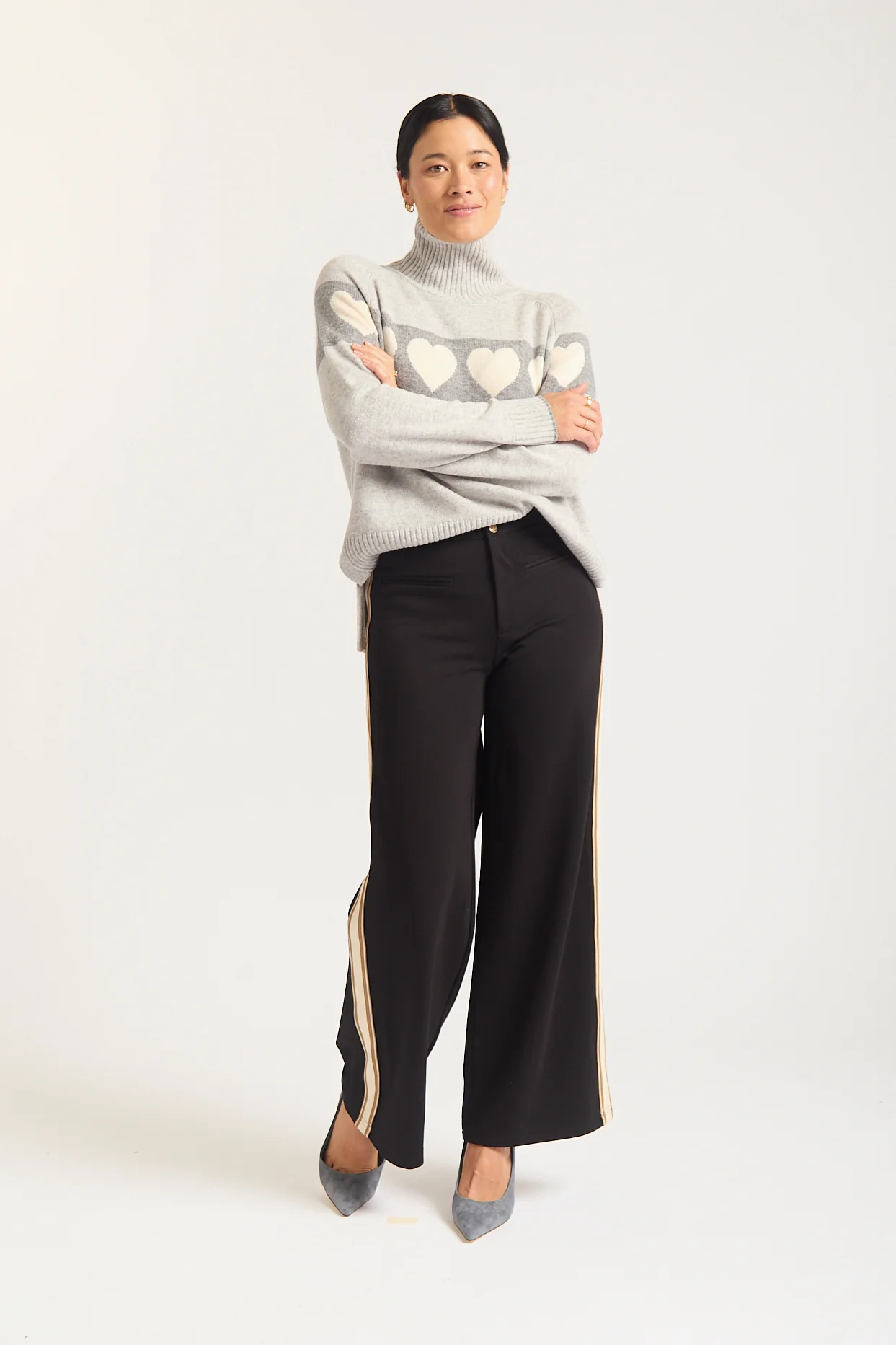 Bailey Merino Cashmere Sweater In Mineral Grey - Image 3