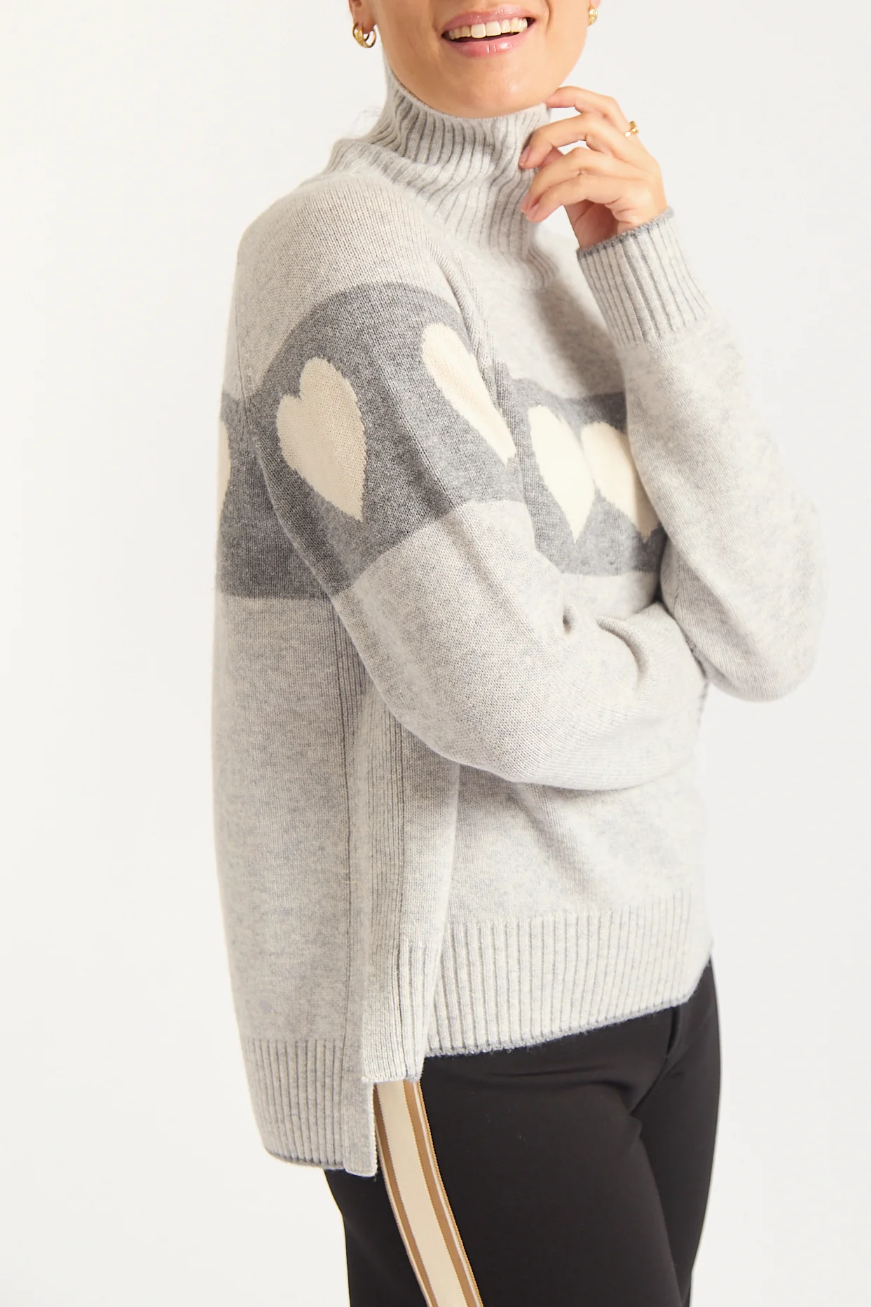 Bailey Merino Cashmere Sweater In Mineral Grey - Image 4