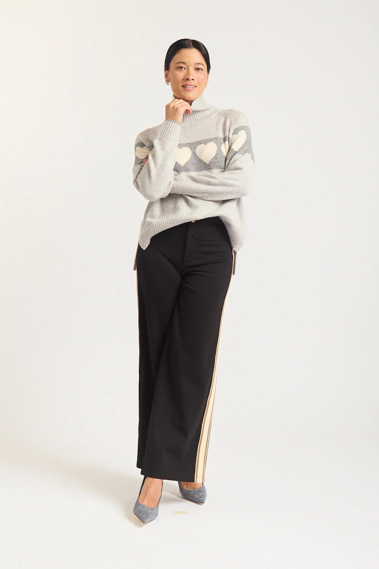 Bailey Merino Cashmere Sweater In Mineral Grey - Image 5
