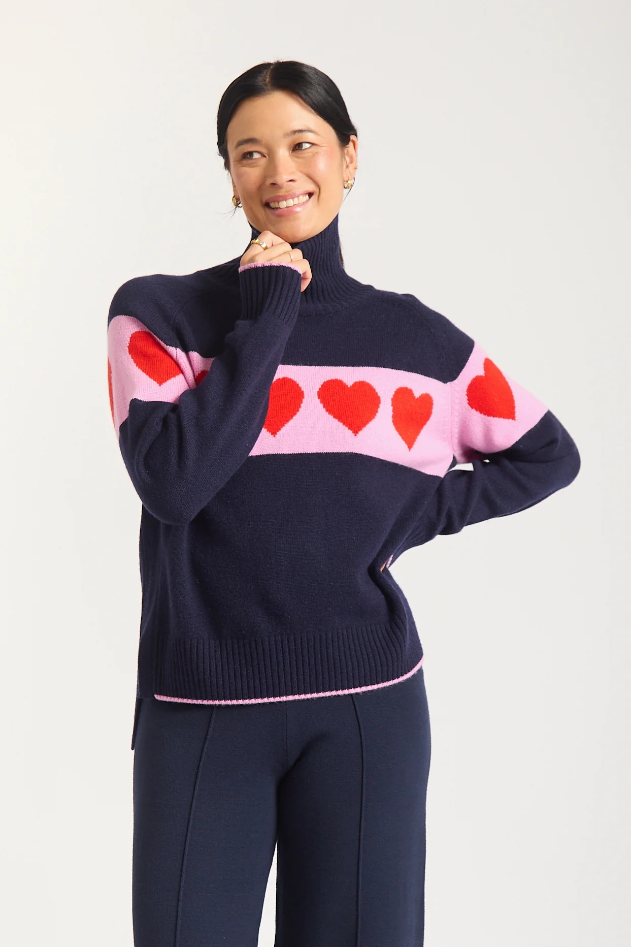 Bailey Merino Cashmere Sweater In Peacoat - Image 3