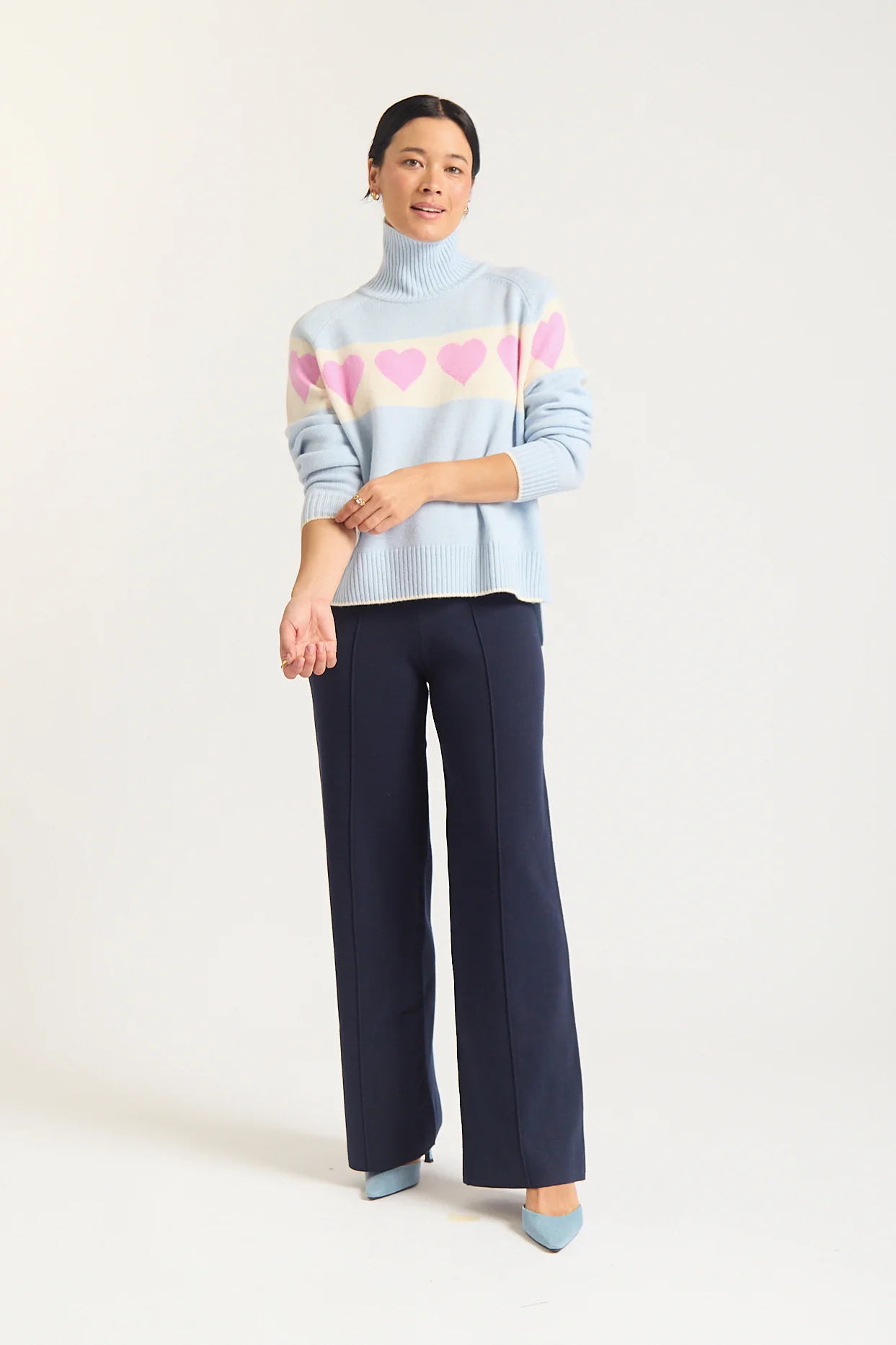 Bailey Merino Cashmere Sweater In Sky - Image 3