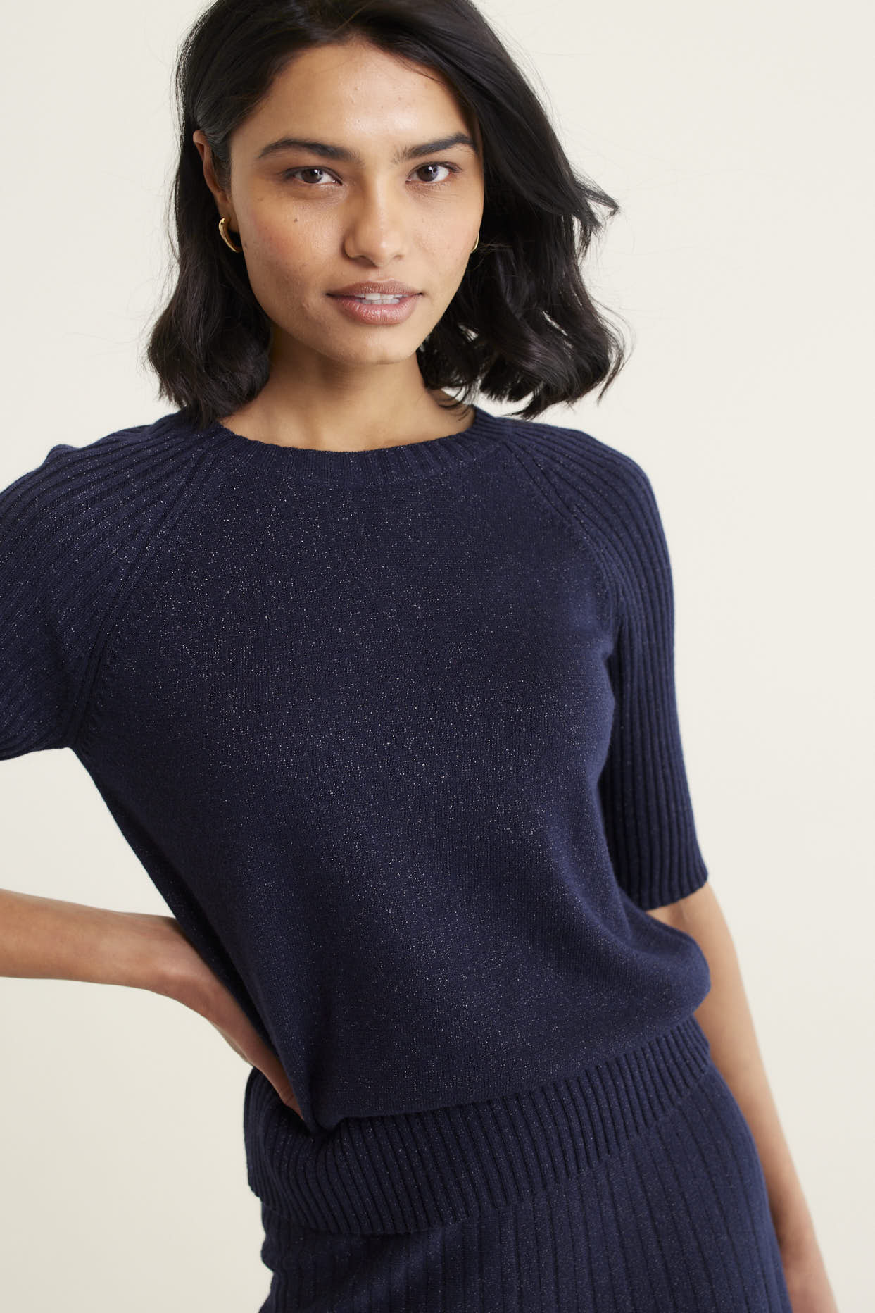 Barney Lurex Top In Navy - Image 4