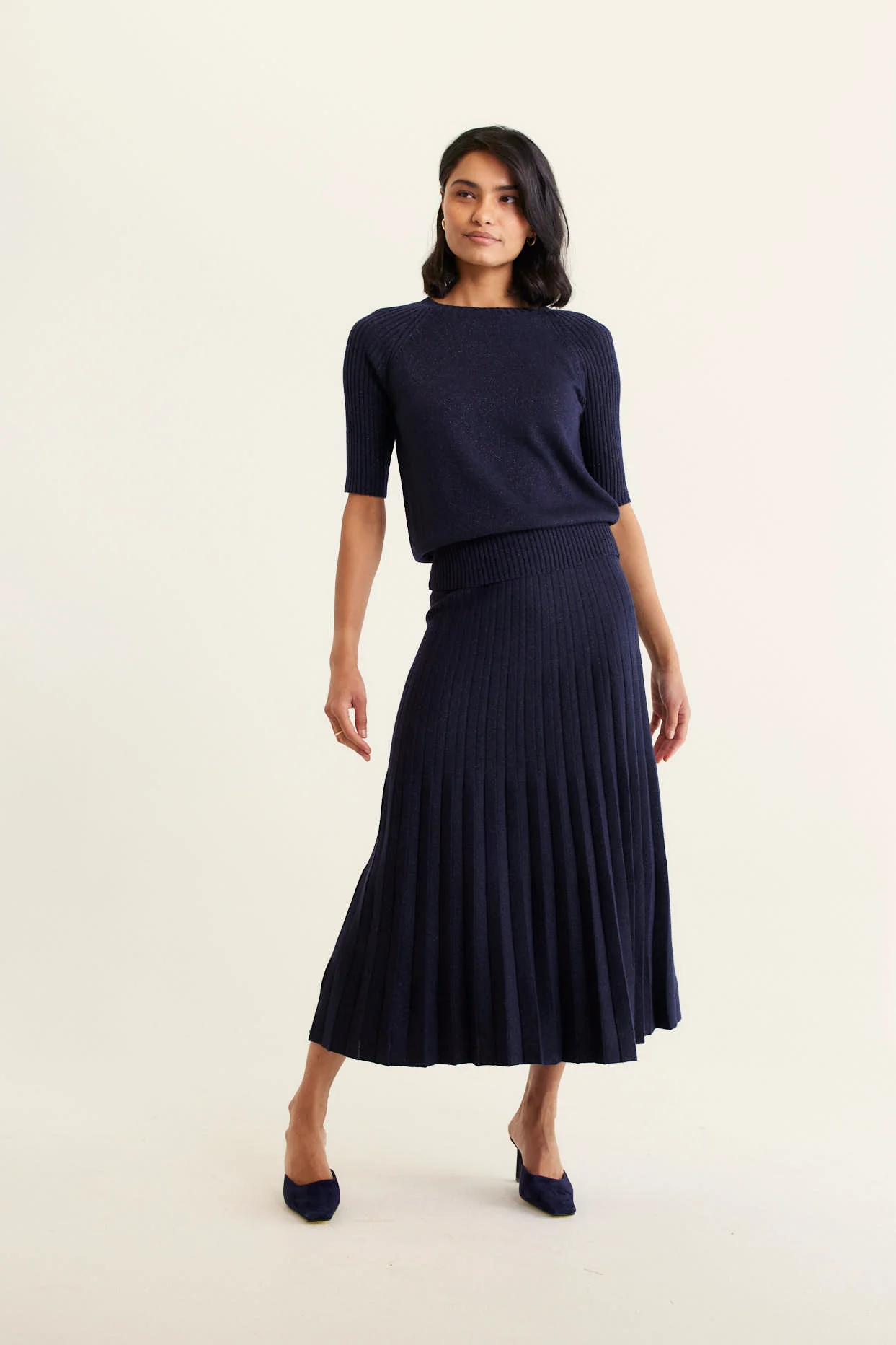Barney Lurex Top In Navy - Image 5