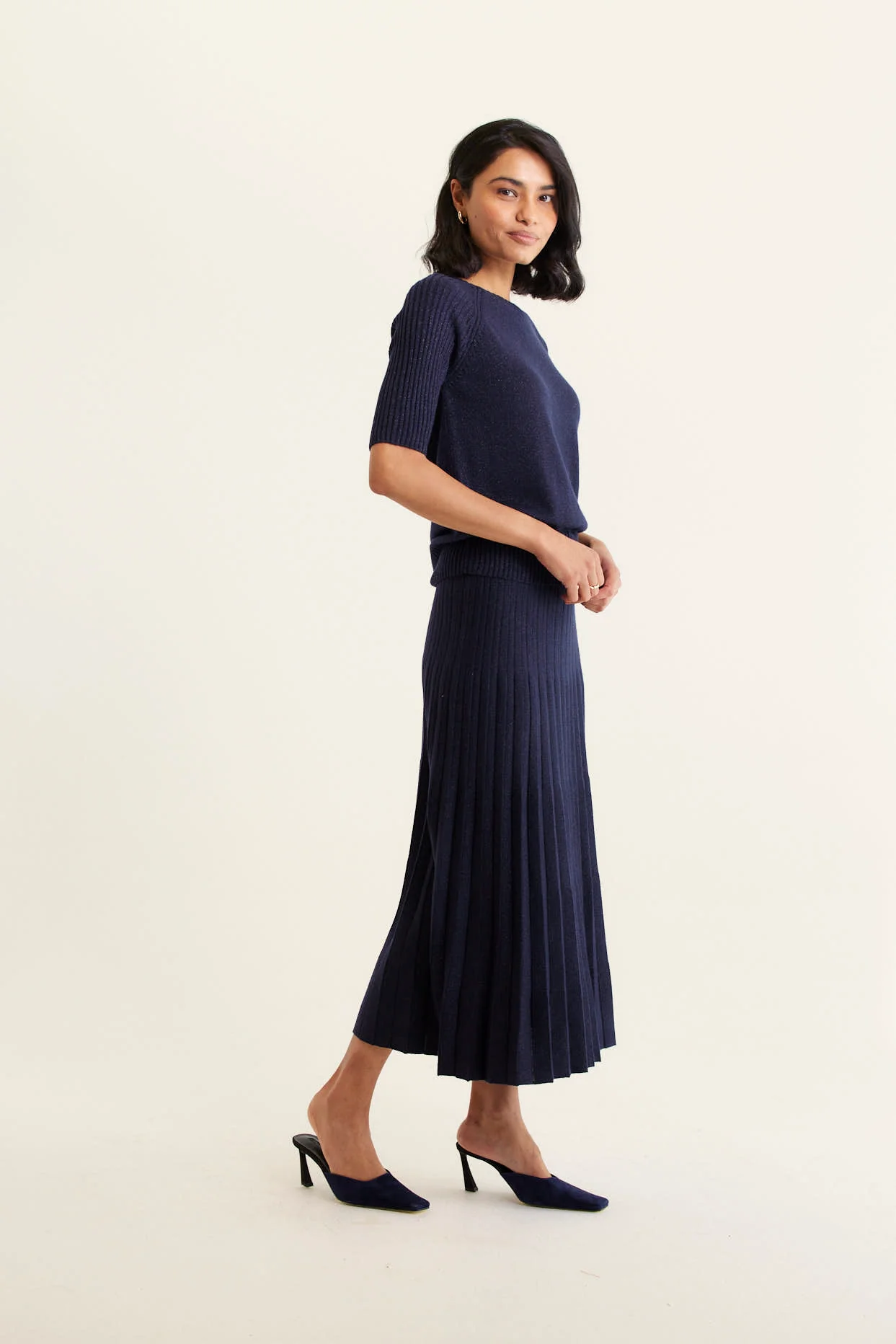 Barney Lurex Top In Navy - Image 6