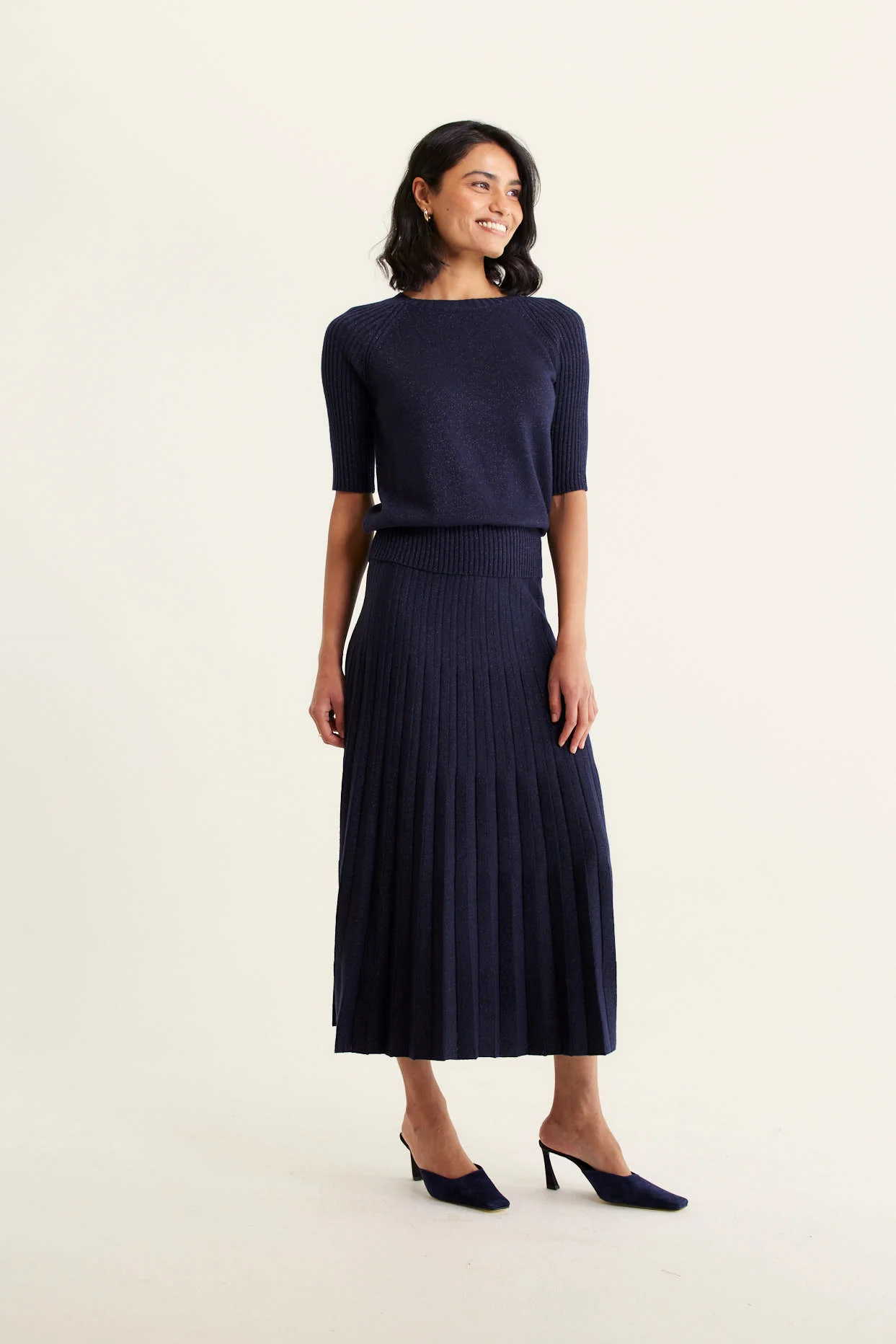 Barney Lurex Top In Navy - Image 7