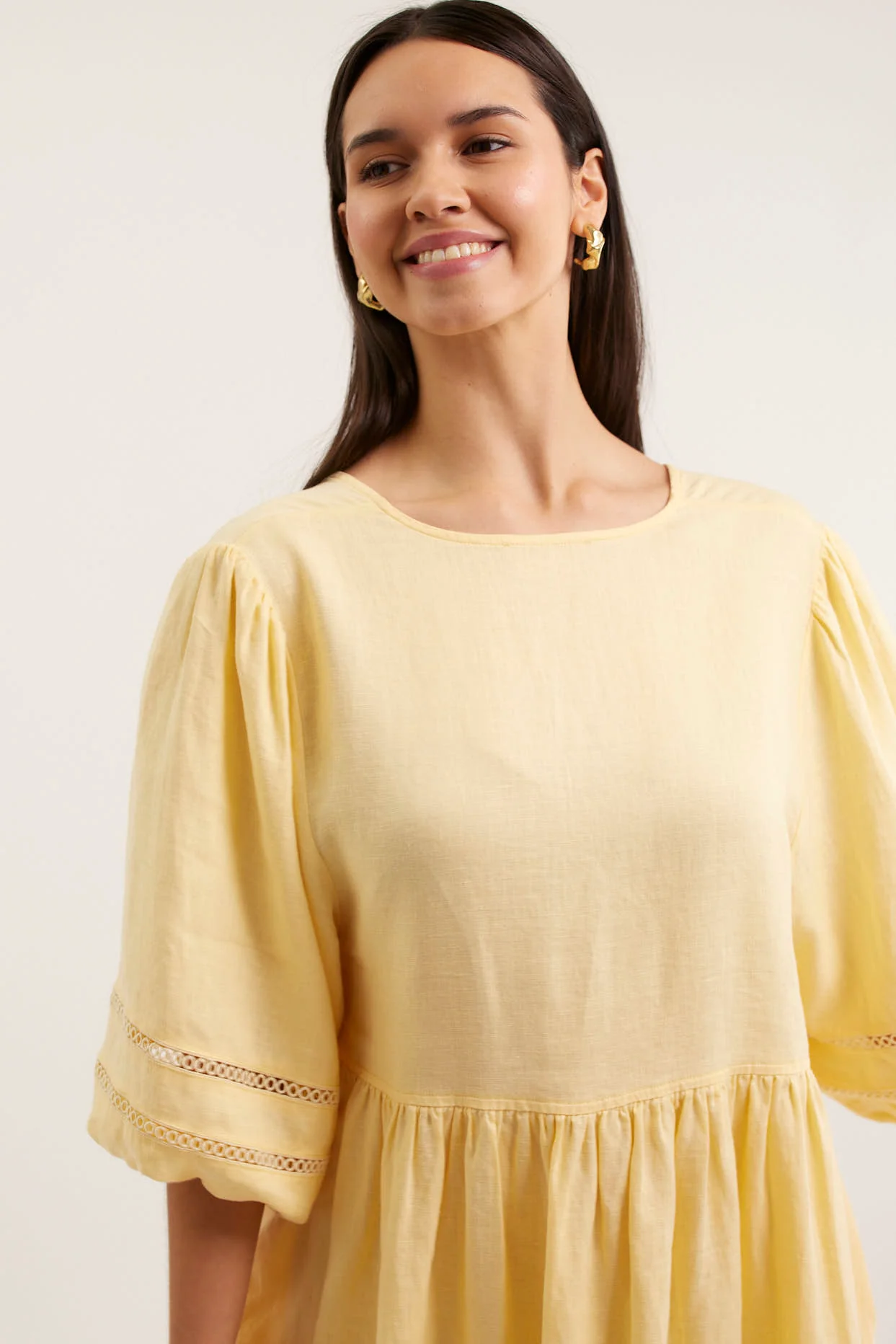 Bea Linen Dress In Lemon - Image 2