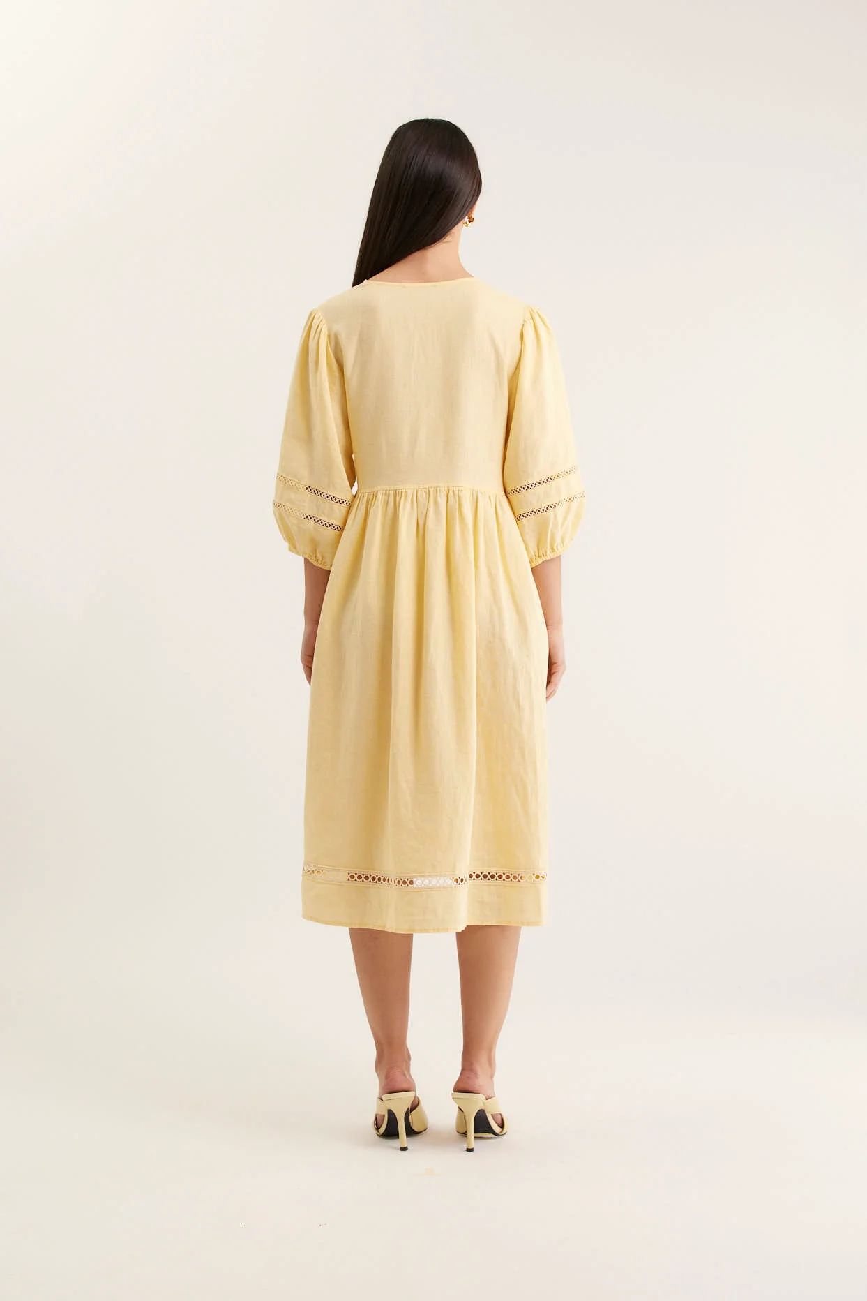 Bea Linen Dress In Lemon - Image 3