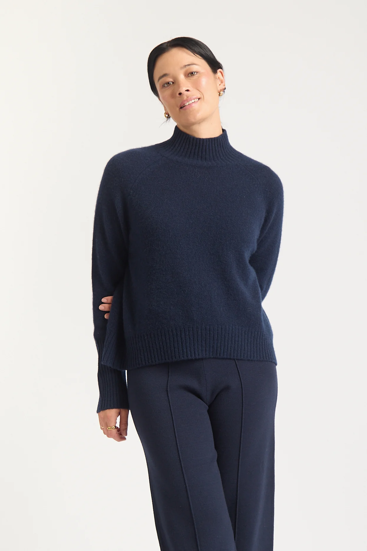 Bebe Cashmere Polo In Midnight Navy - Image 3