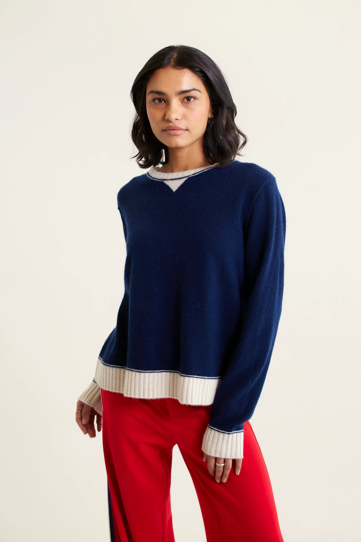 Boyfriend Cashmere Sweater In Midnight Navy - Image 4