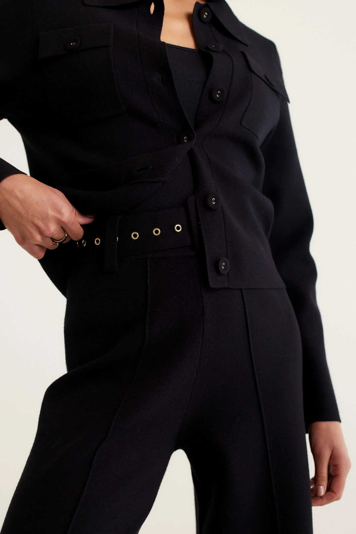 Carter Crepe Knit Jacket In Black - Image 3