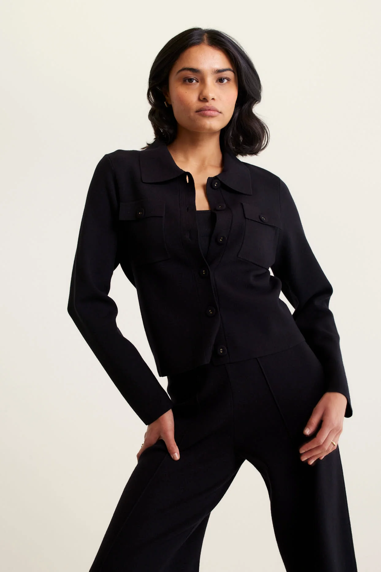 Carter Crepe Knit Jacket In Black - Image 4