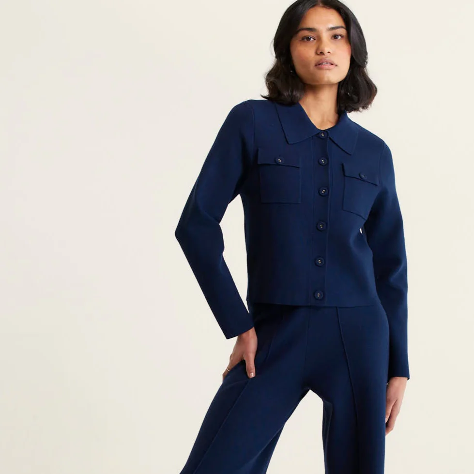 Carter Crepe Knit Jacket In Navy - Image 3