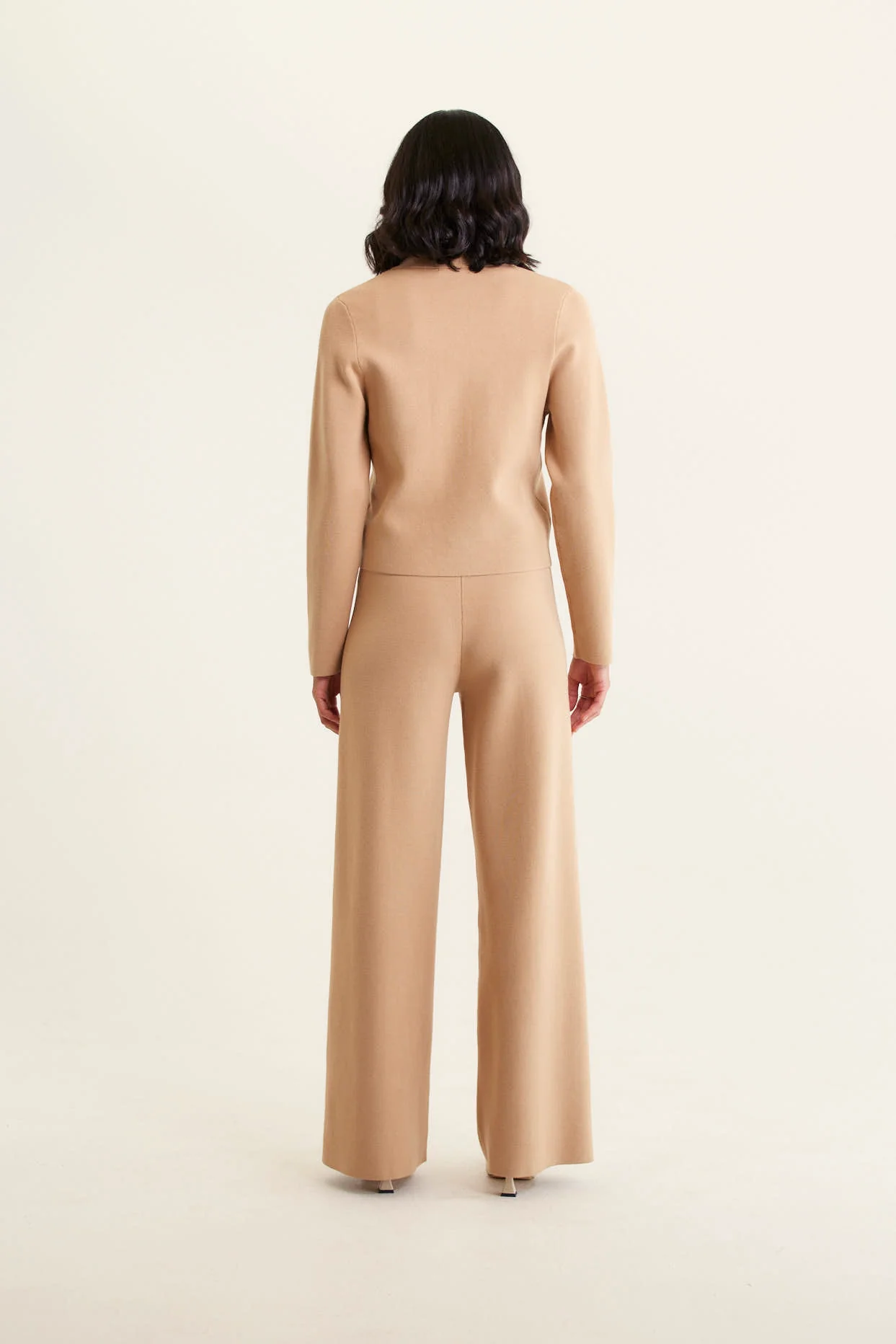 Carter Crepe Knit Jacket In Tan - Image 5