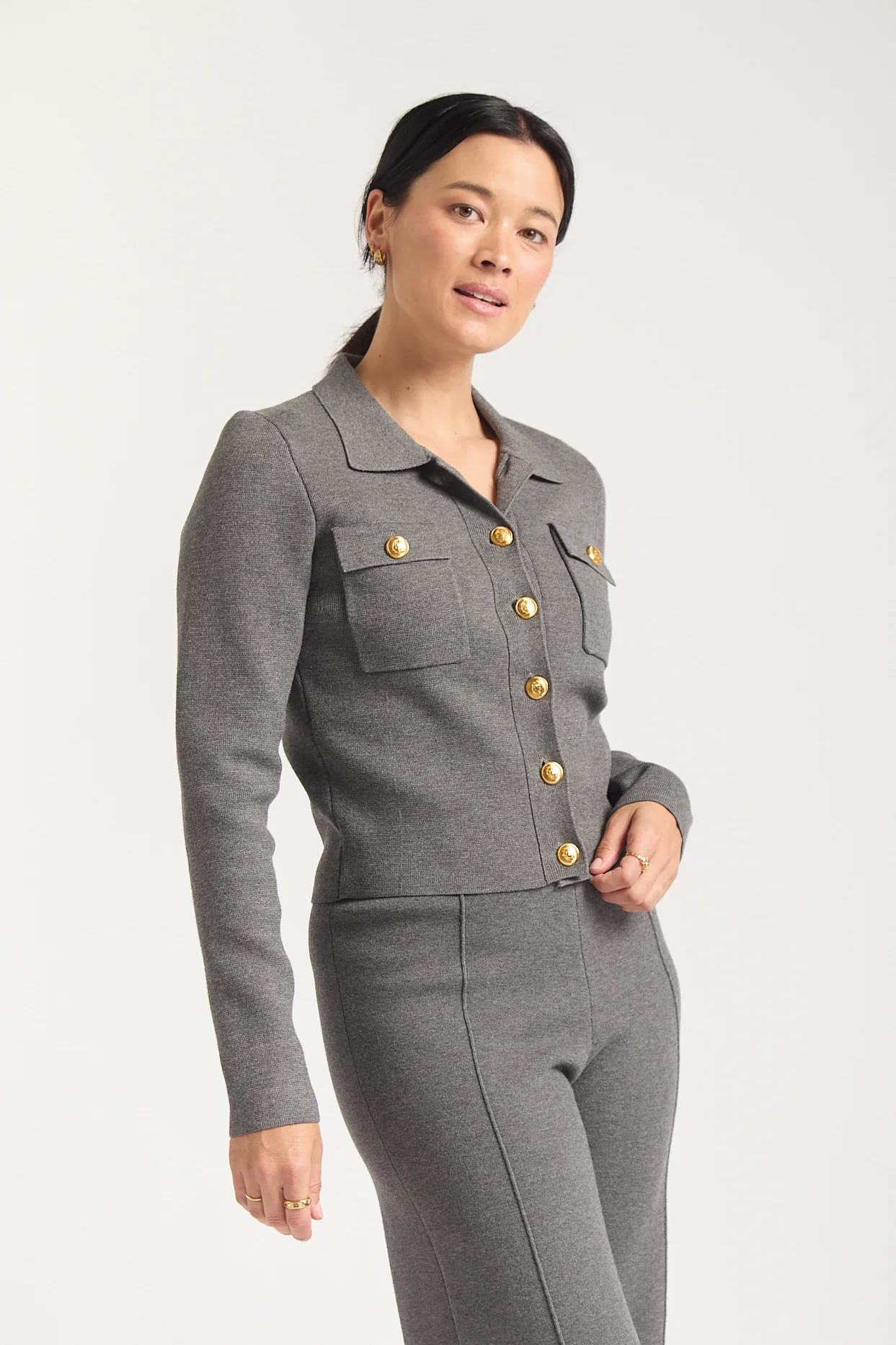 Carter Crepe Jacket Mini In Shadow - Image 3