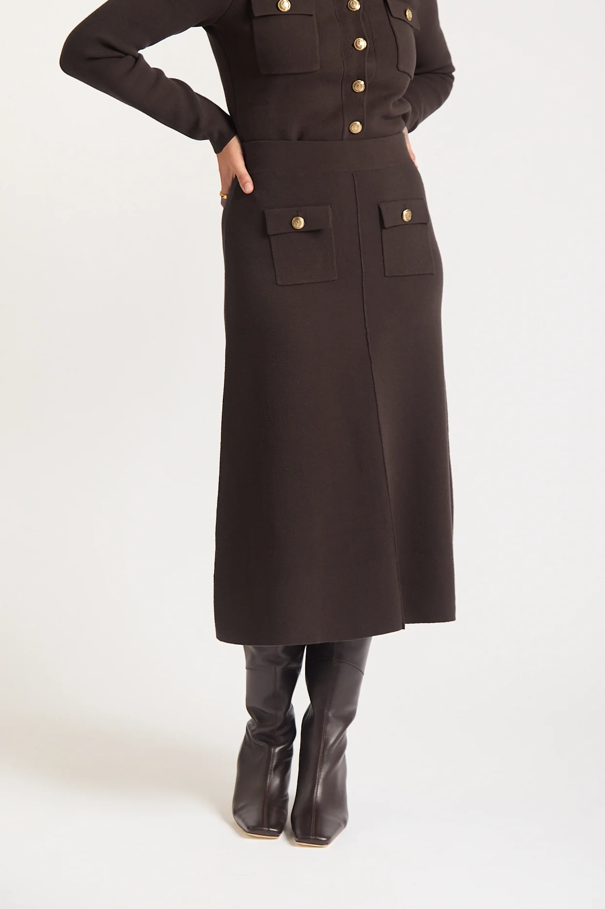 Chelsea Crepe Skirt In Chocolate - Image 3