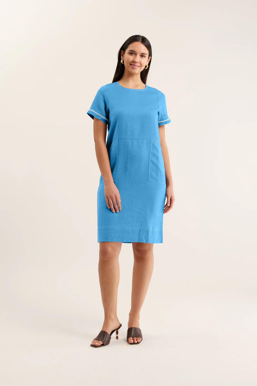 Chiara Linen Dress In Cornflower - Image 2