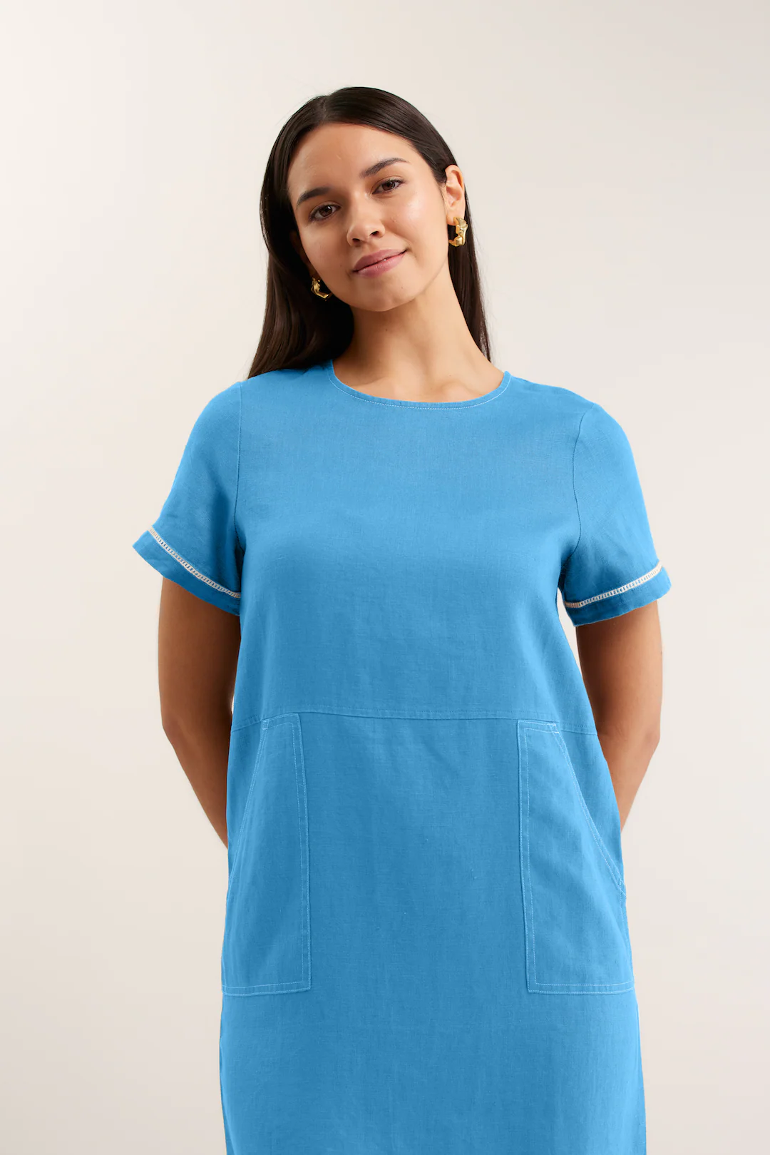 Chiara Linen Dress In Cornflower - Image 6