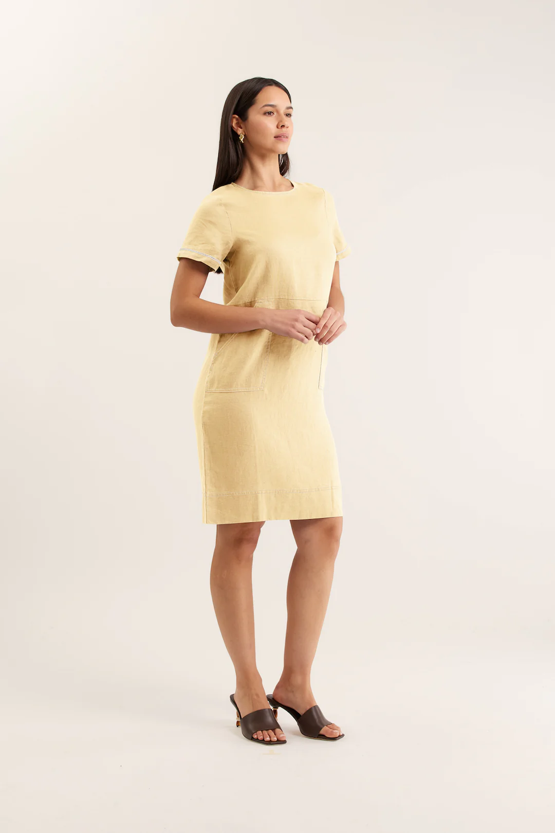 Chiara Linen Dress In Lemon - Image 2