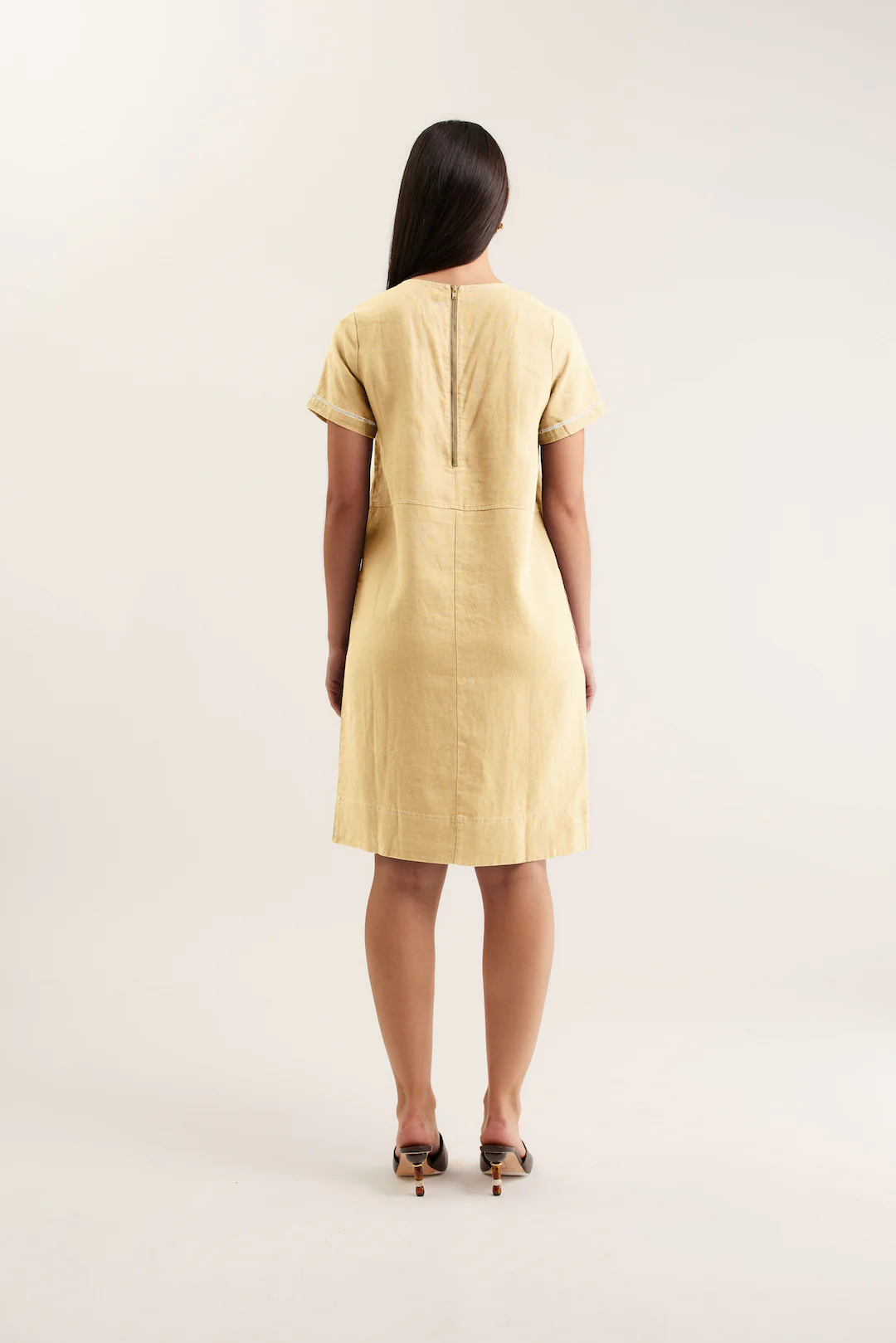 Chiara Linen Dress In Lemon - Image 3