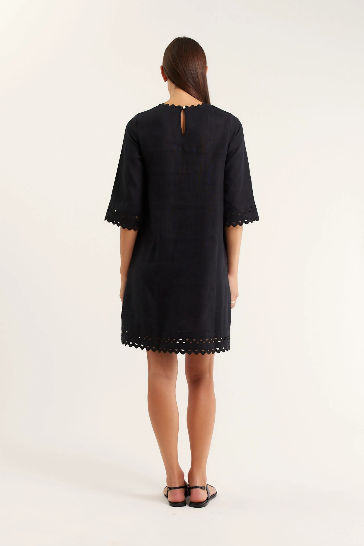 Claire Linen Dress in Black - Image 3