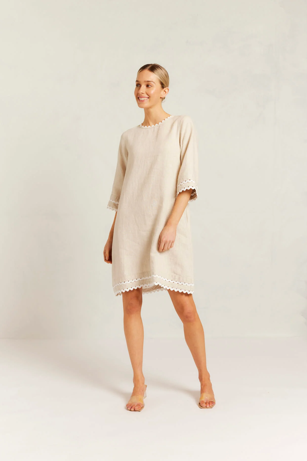 Claire Linen Dress in String - Image 4