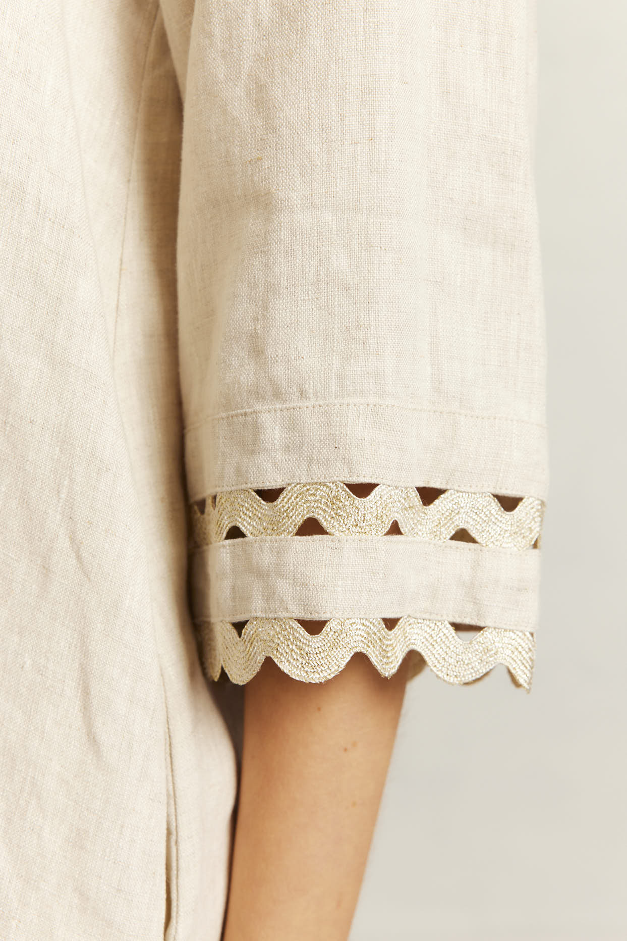 Claire Linen Dress in String/Gold - Image 3