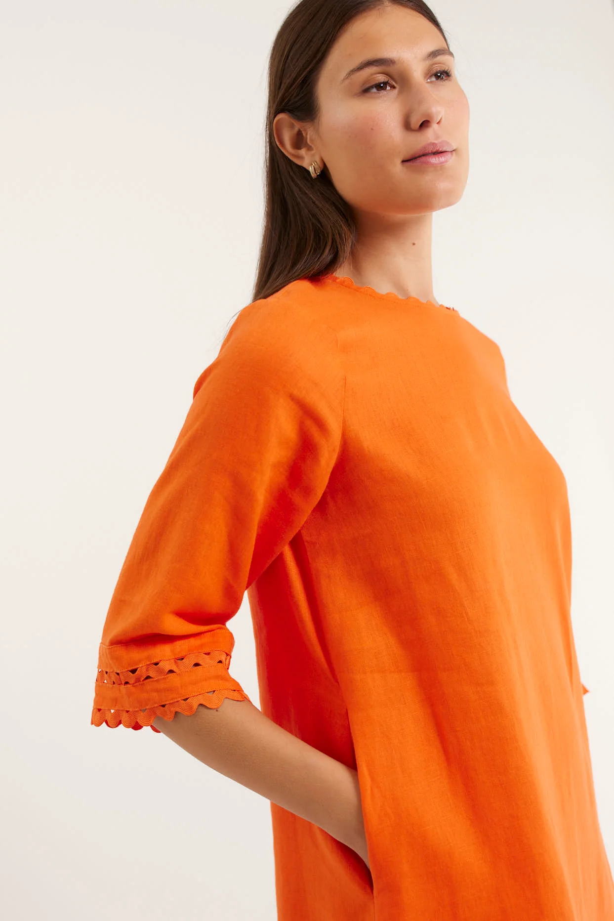 Claire Linen Dress in Tangelo - Image 3