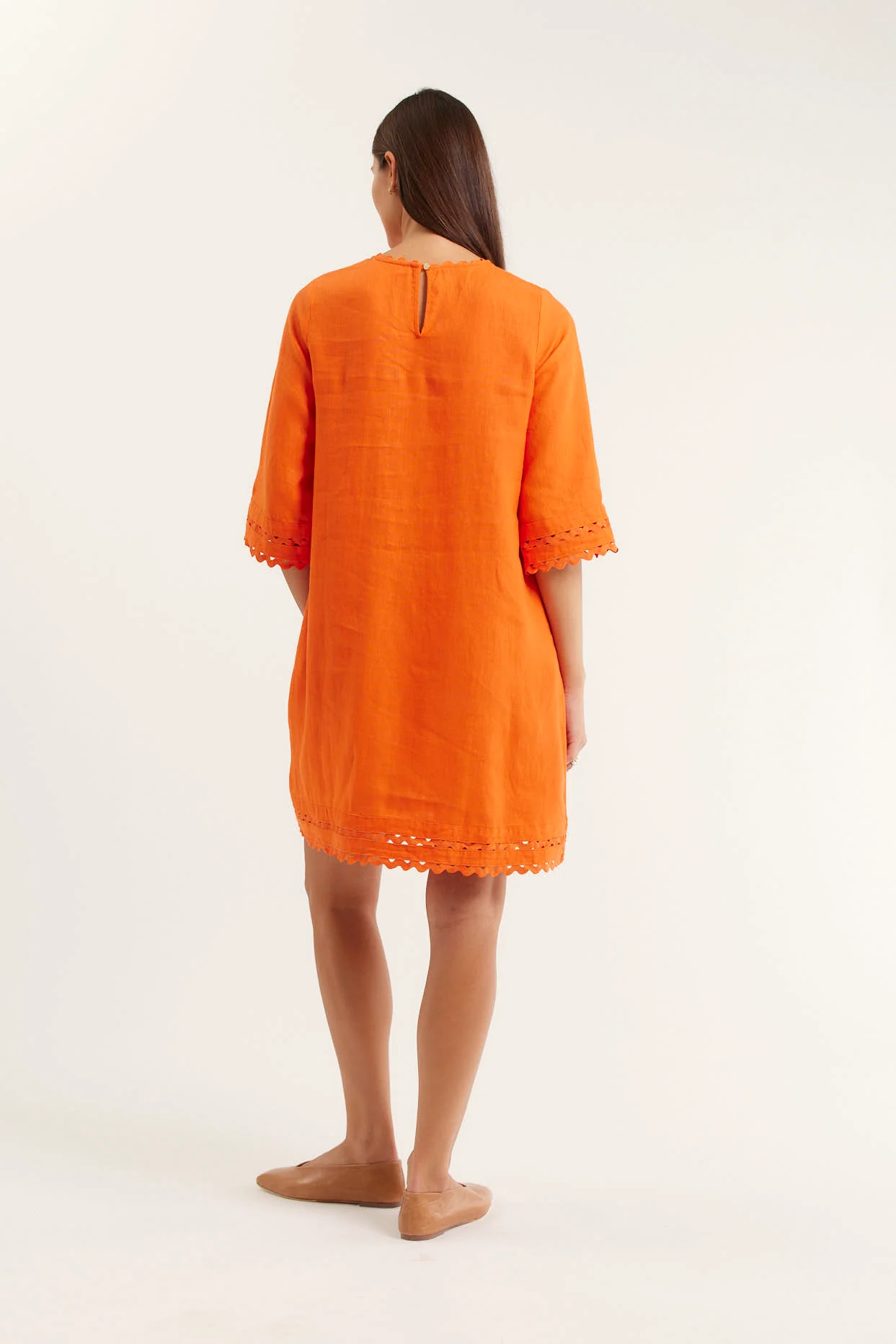 Claire Linen Dress in Tangelo - Image 4