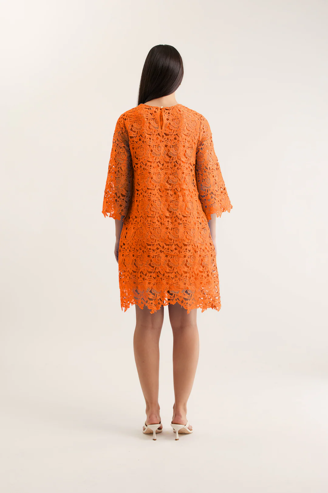 Claire Lace Dress In Tangerine - Image 2