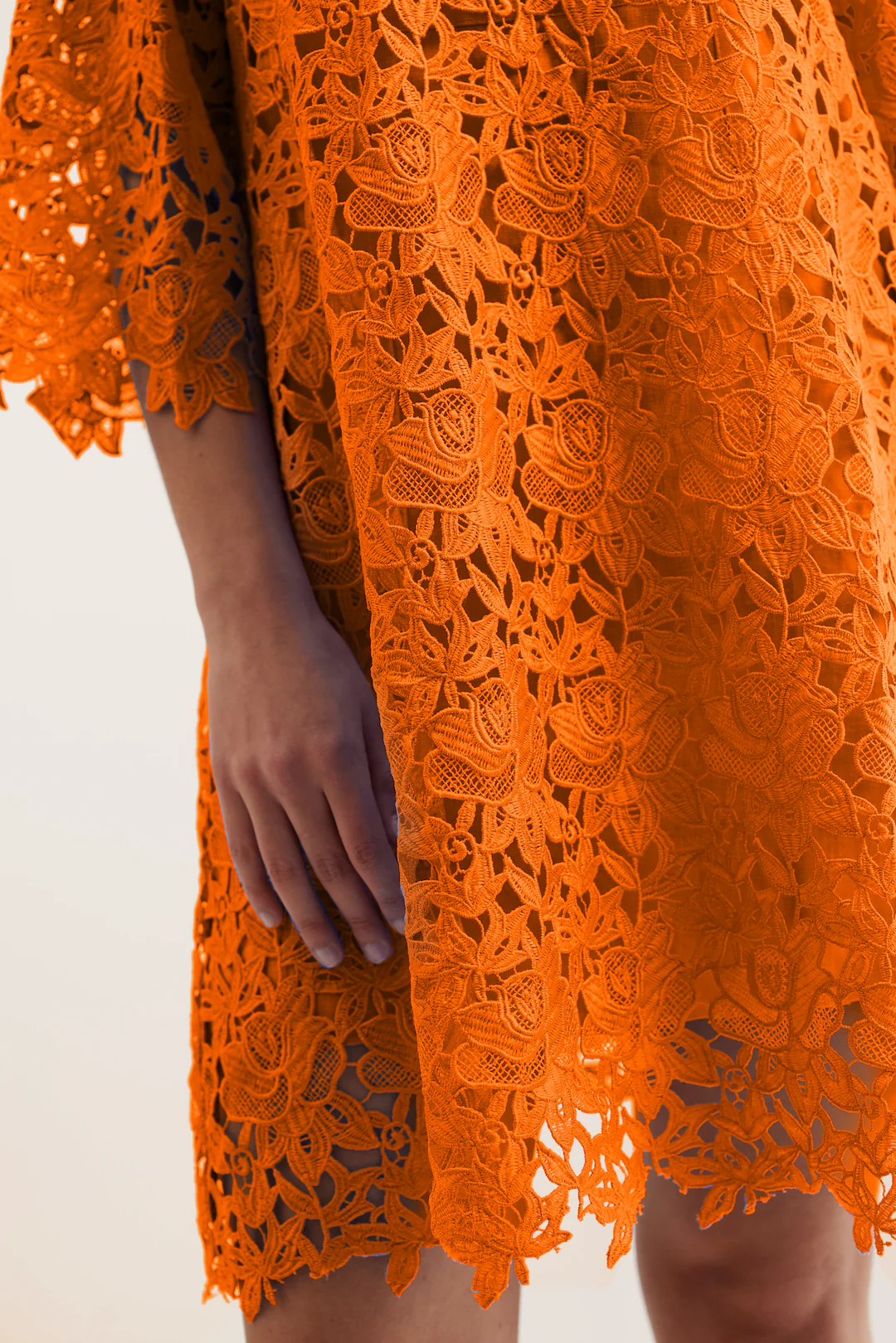 Claire Lace Dress In Tangerine - Image 3